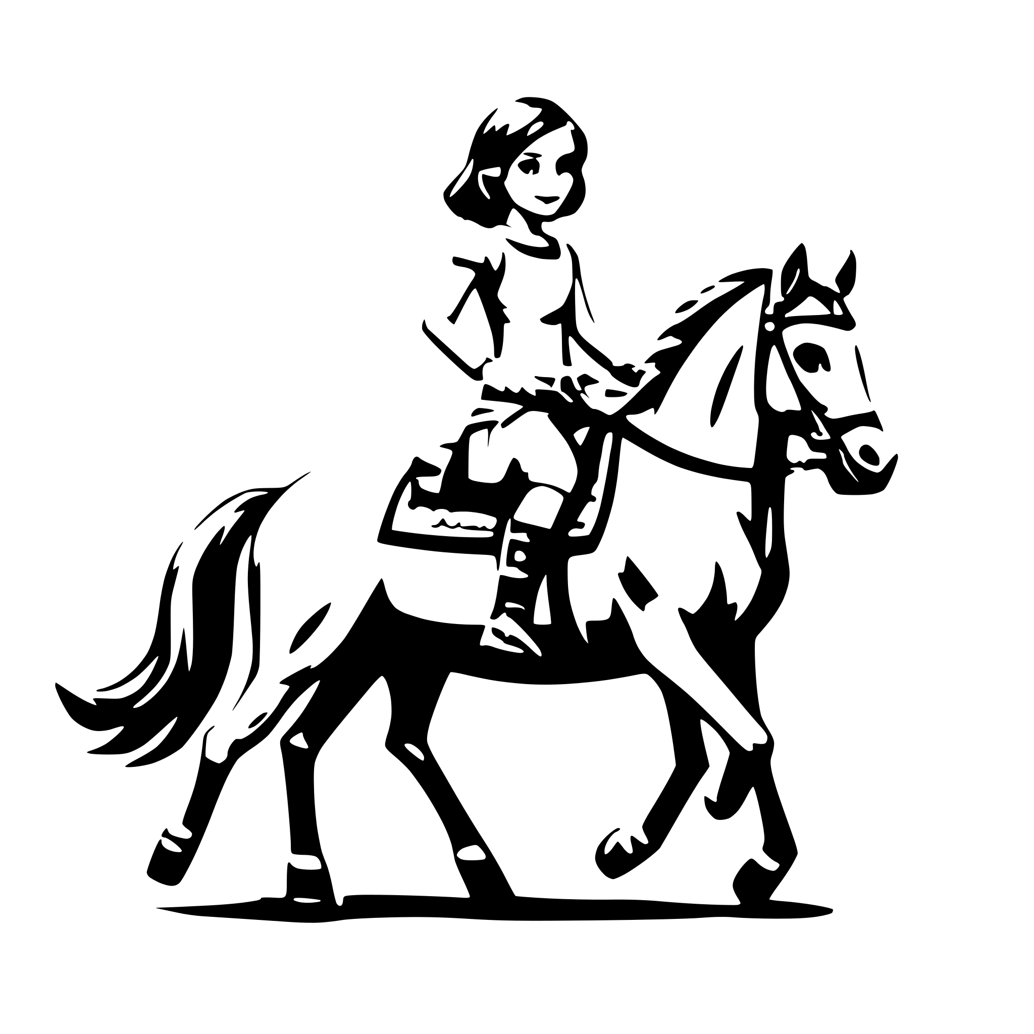AI-generated SVG of 'cute girl riding horse'