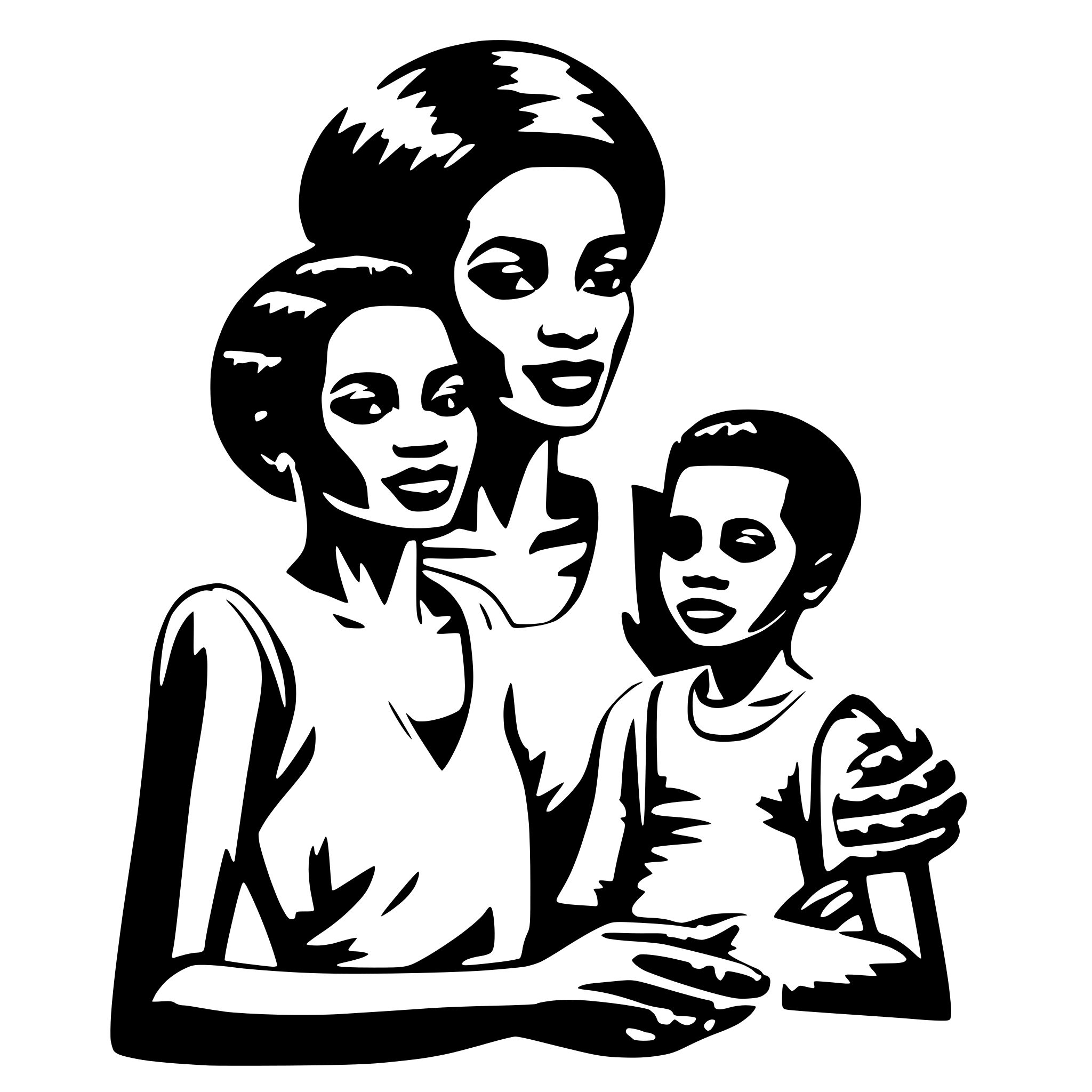 AI-generated SVG of 'african mother with triplet'