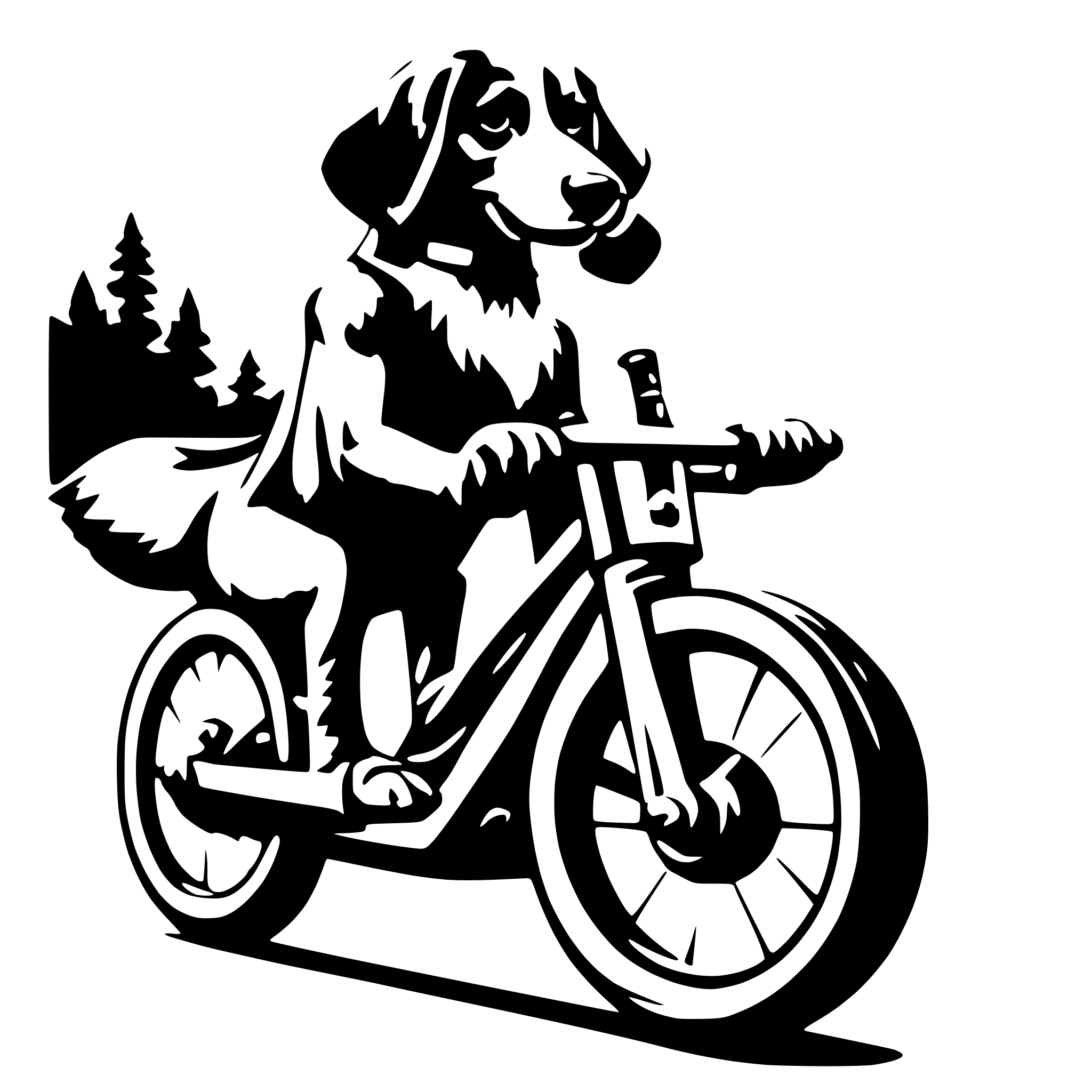 AI-generated SVG of 'dog on bike'