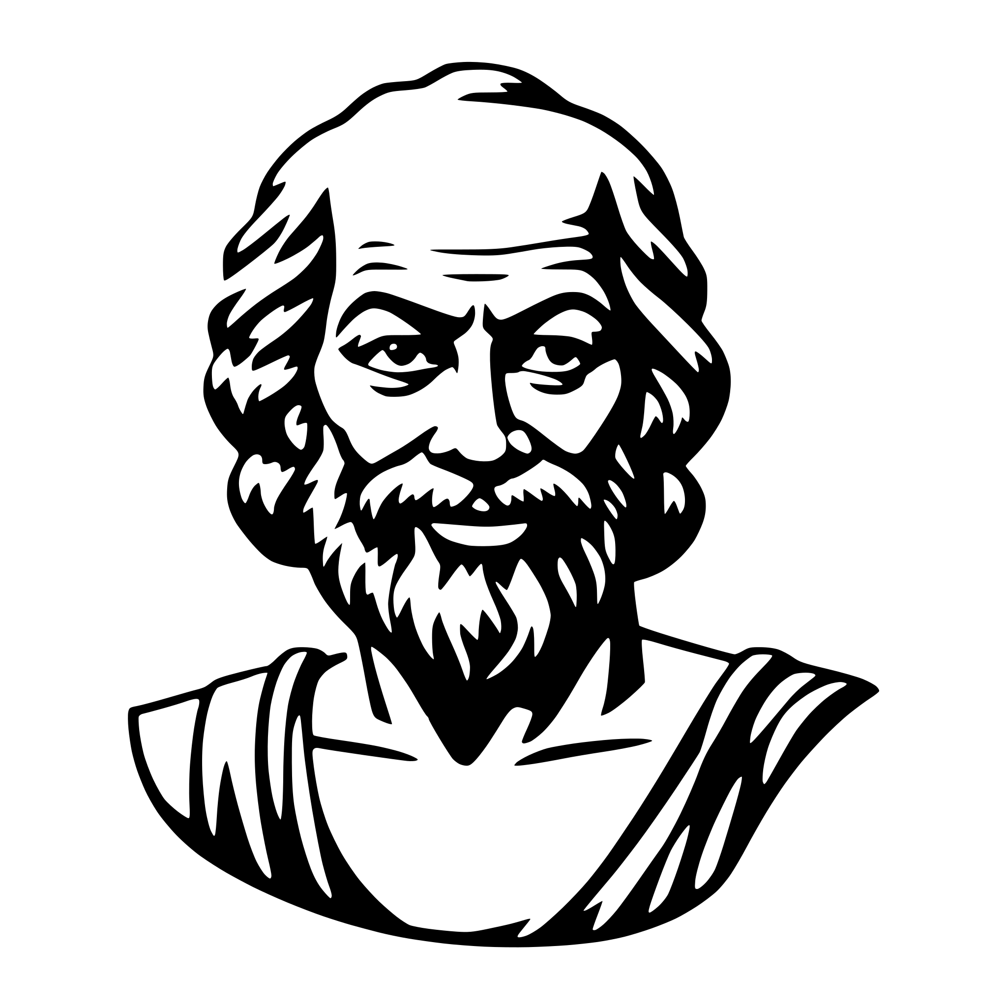 AI-generated SVG of a Socrates smiling looking left