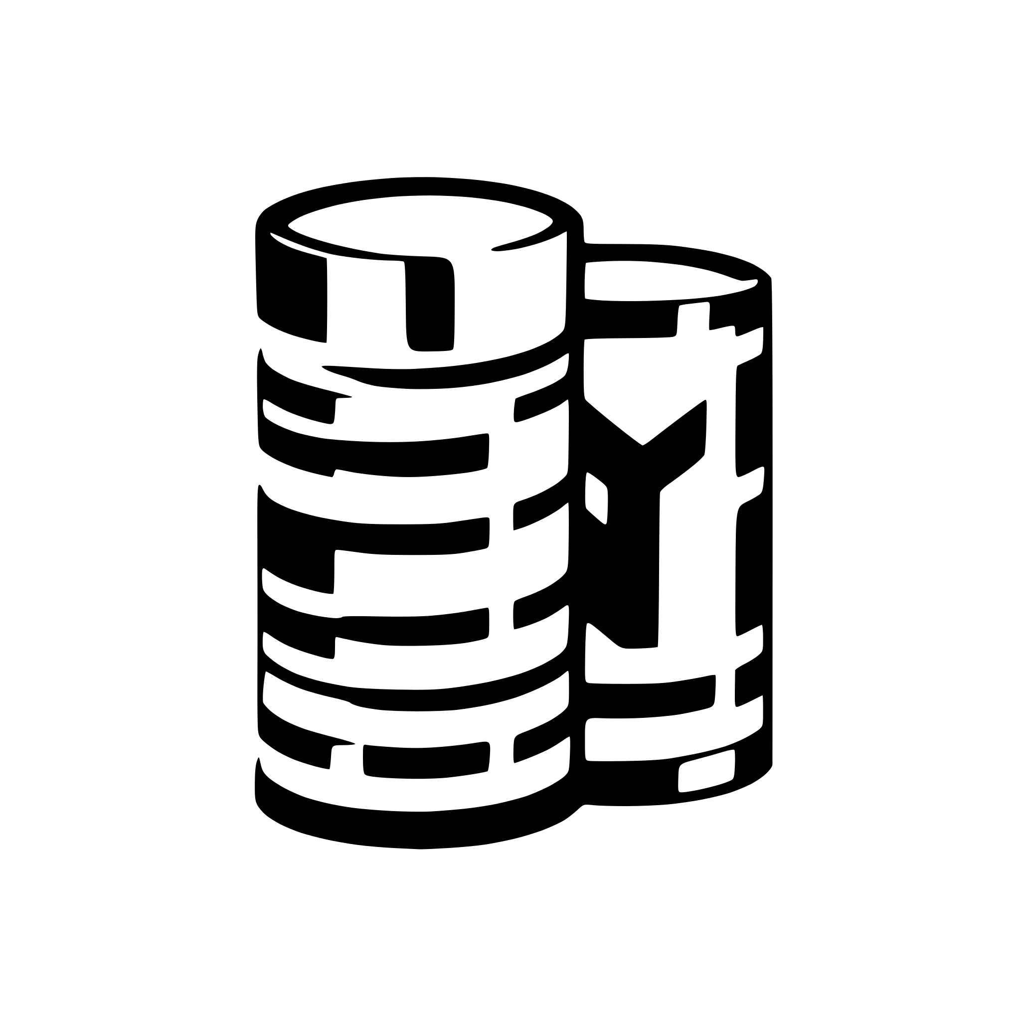 AI-generated SVG of 'simple cylindrical database icon with 3 stacked cylinders and the letter m etched into the middle'