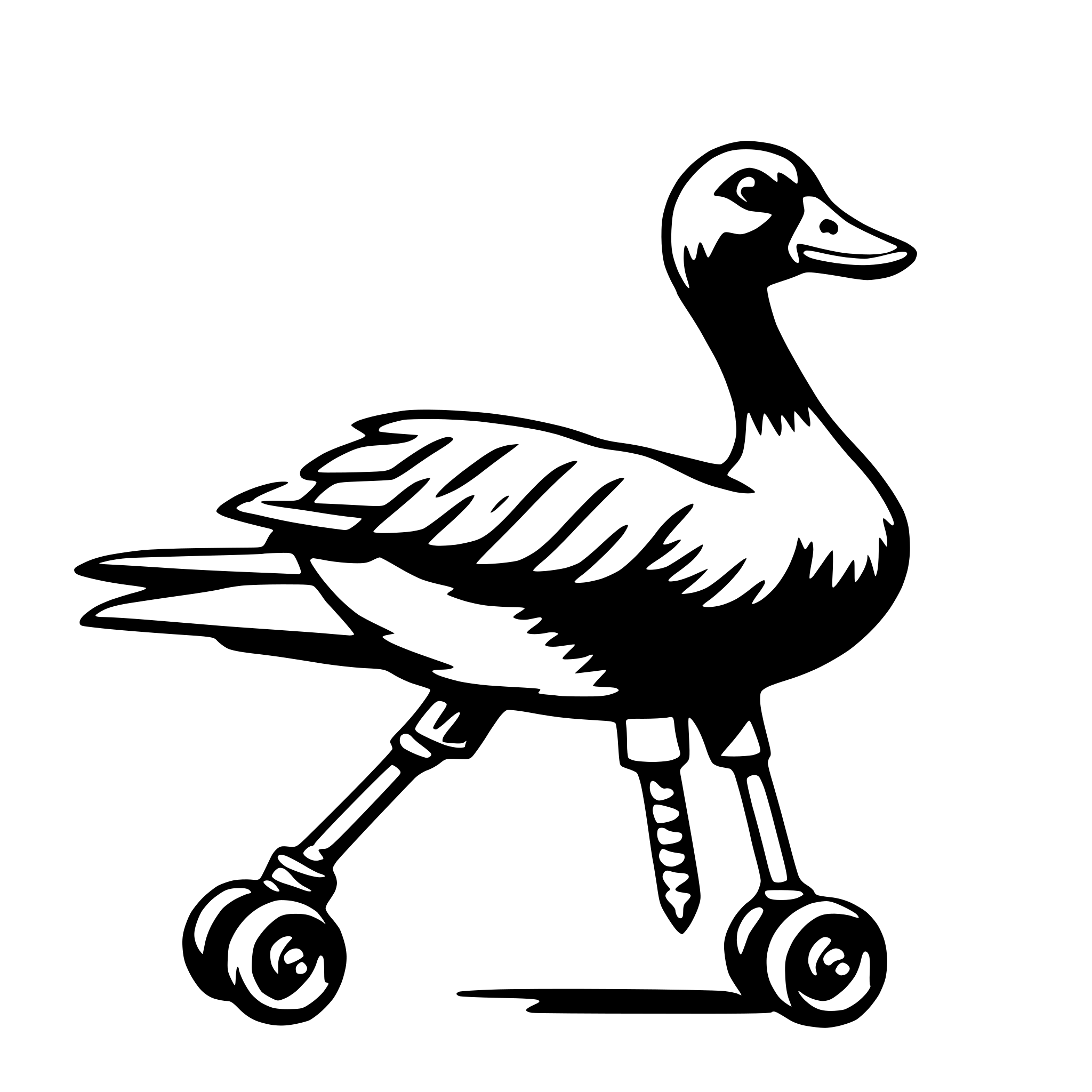 AI-generated SVG of a goose on rollerblades