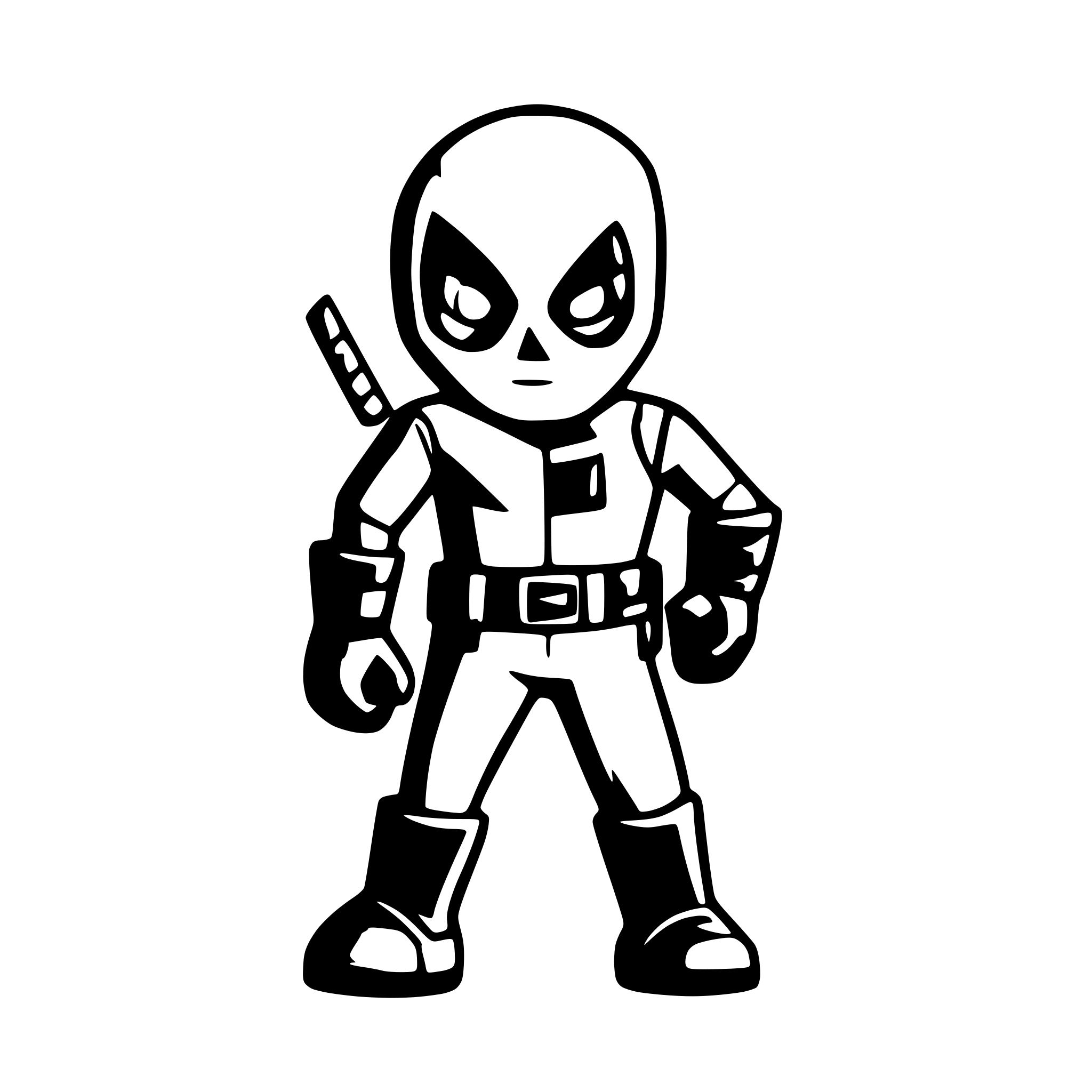 AI-generated SVG of a dead pool cartoon