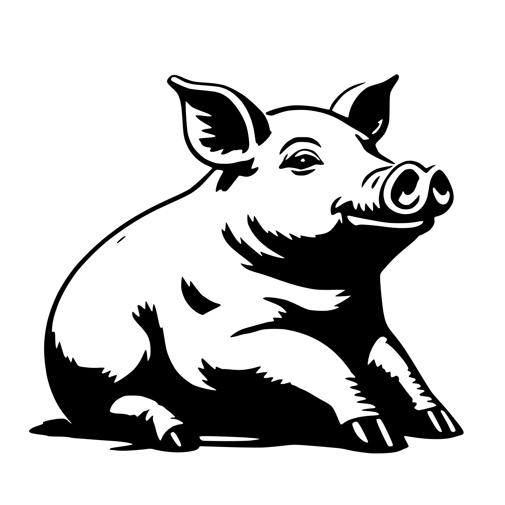 AI-generated SVG of 'relaxing pig'