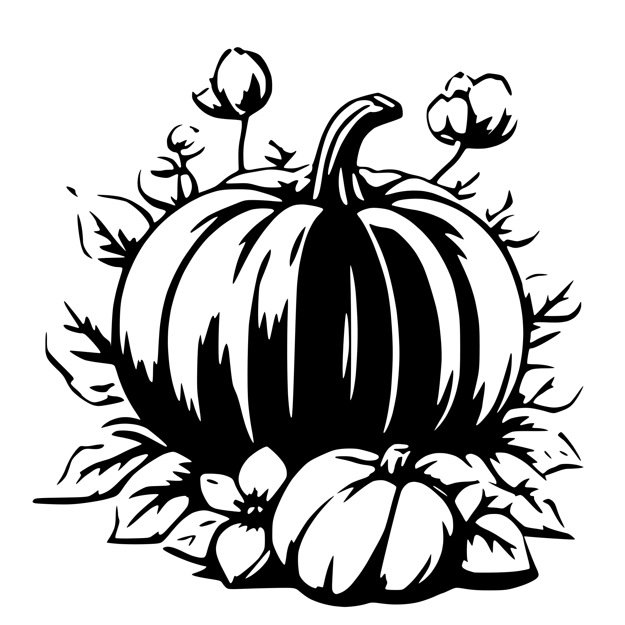AI-generated SVG of a pumpkin with flowers