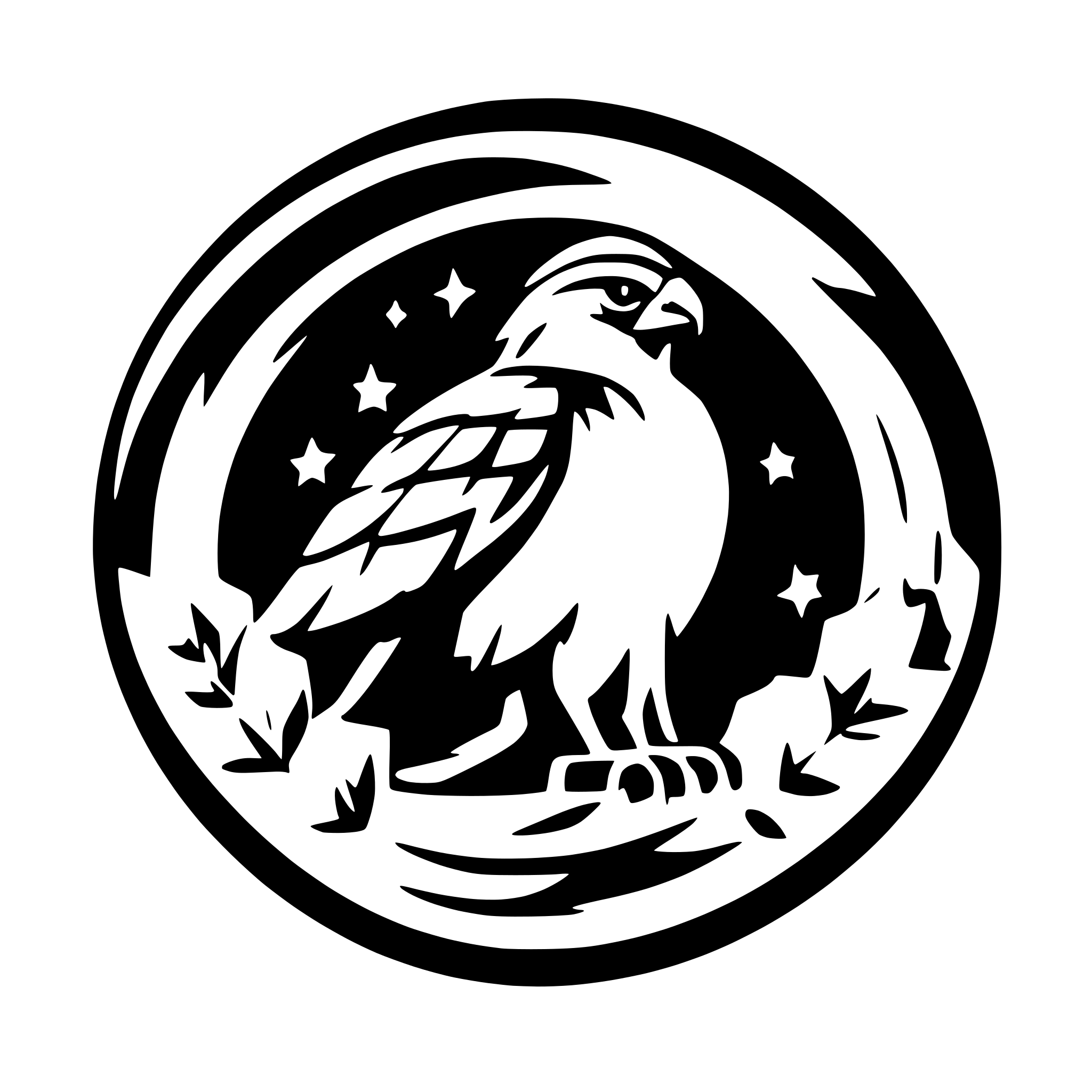 AI-generated SVG of 'circular black and white logo of a falcon with a christmas background'
