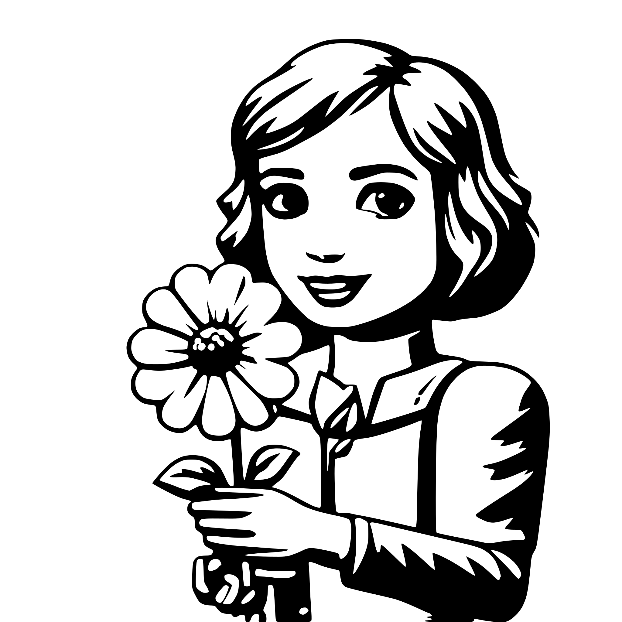 AI-generated SVG of 'ai assistant holding a flower'