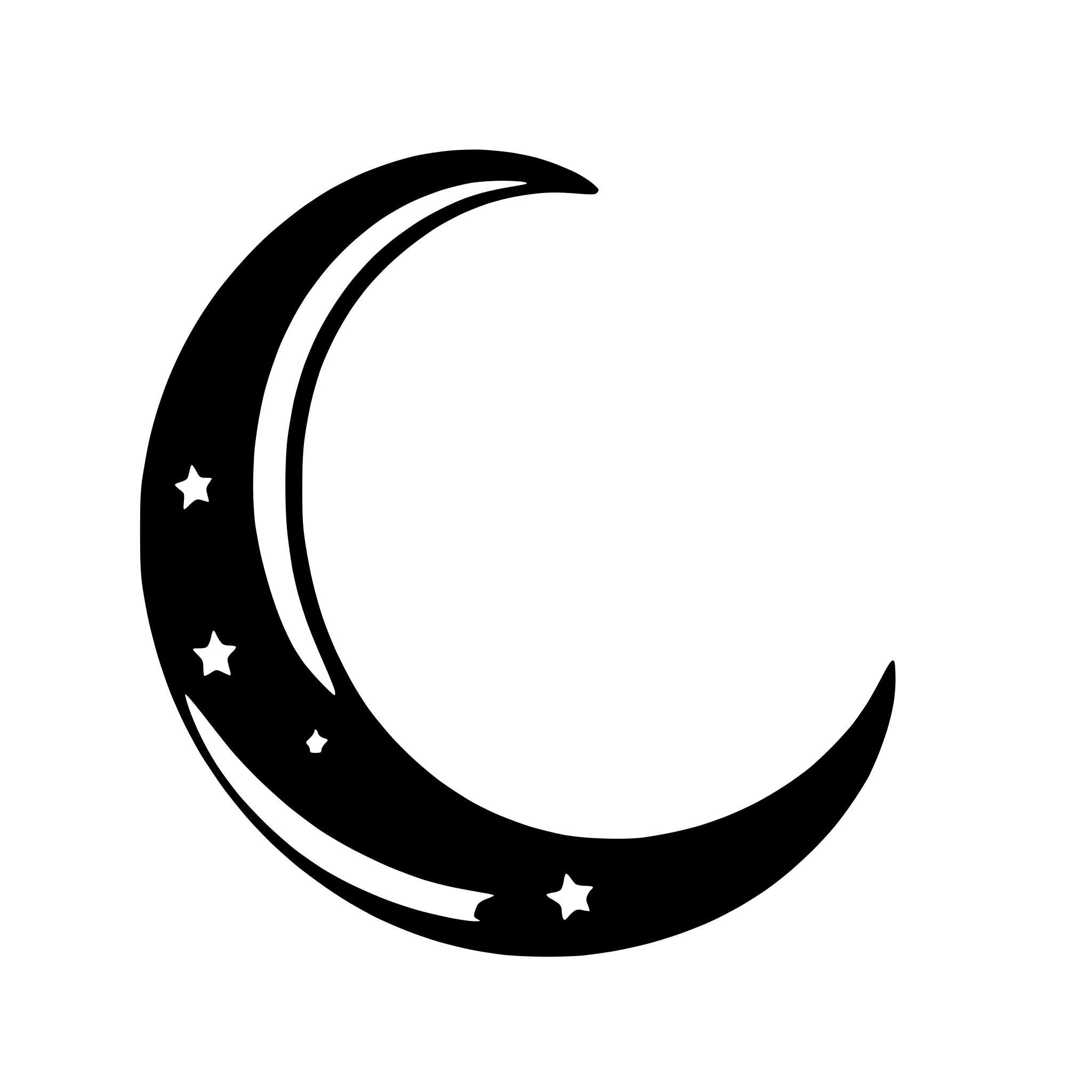 AI-generated SVG of a crescent moon with stars