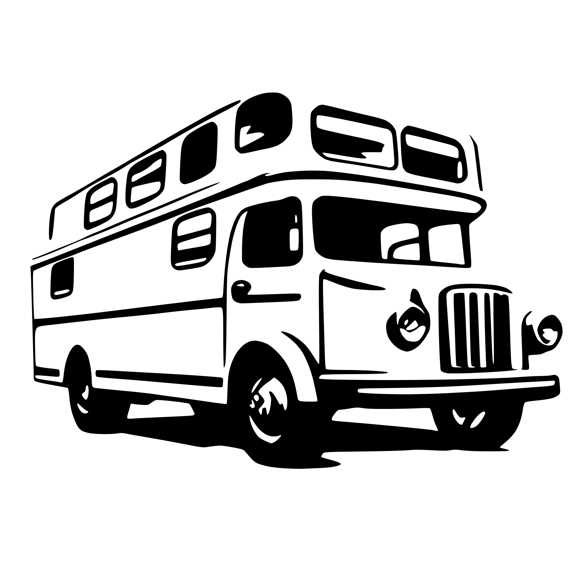AI-generated SVG of 'old ups caravan bus'