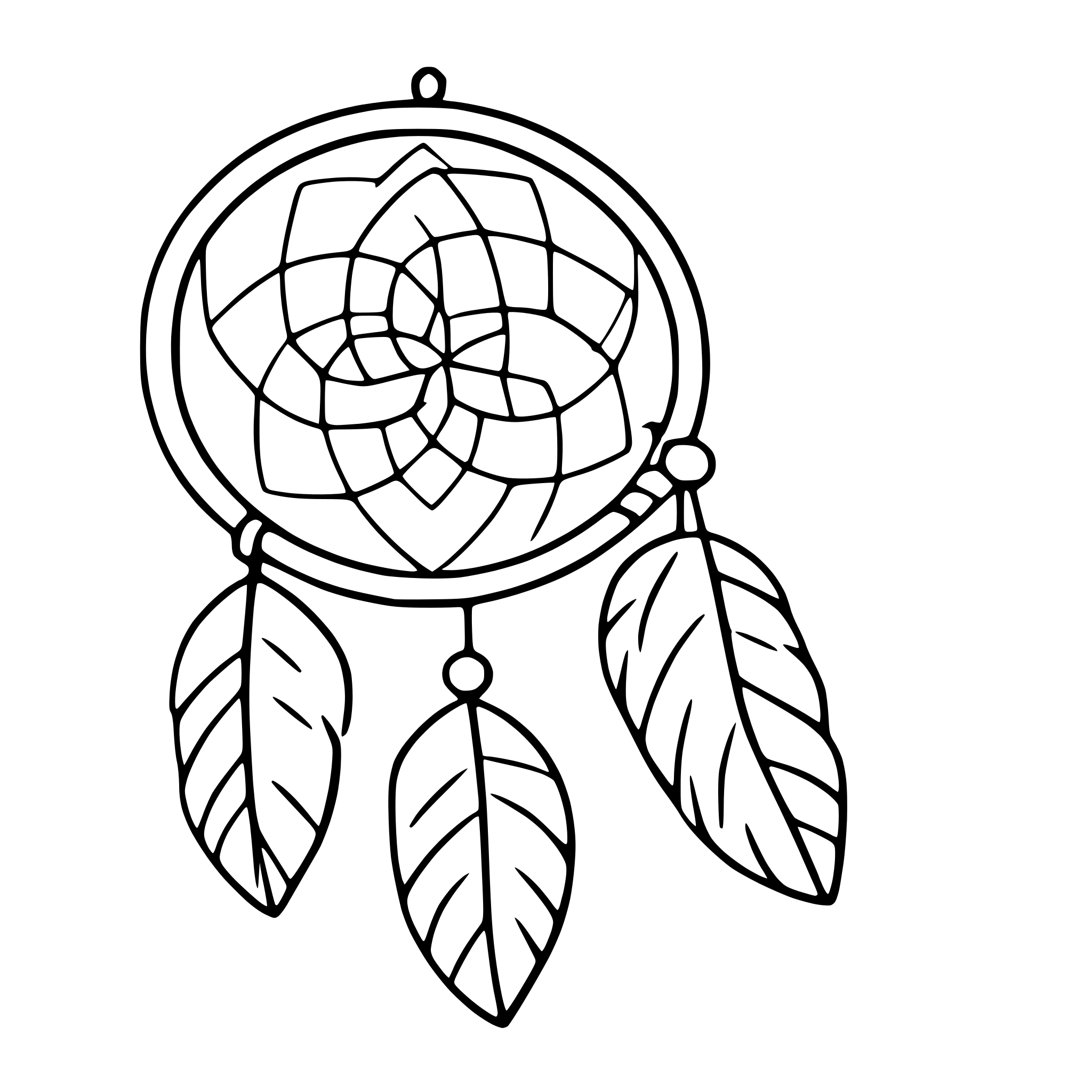 AI-generated SVG of a dreamcatcher with feathers and beads