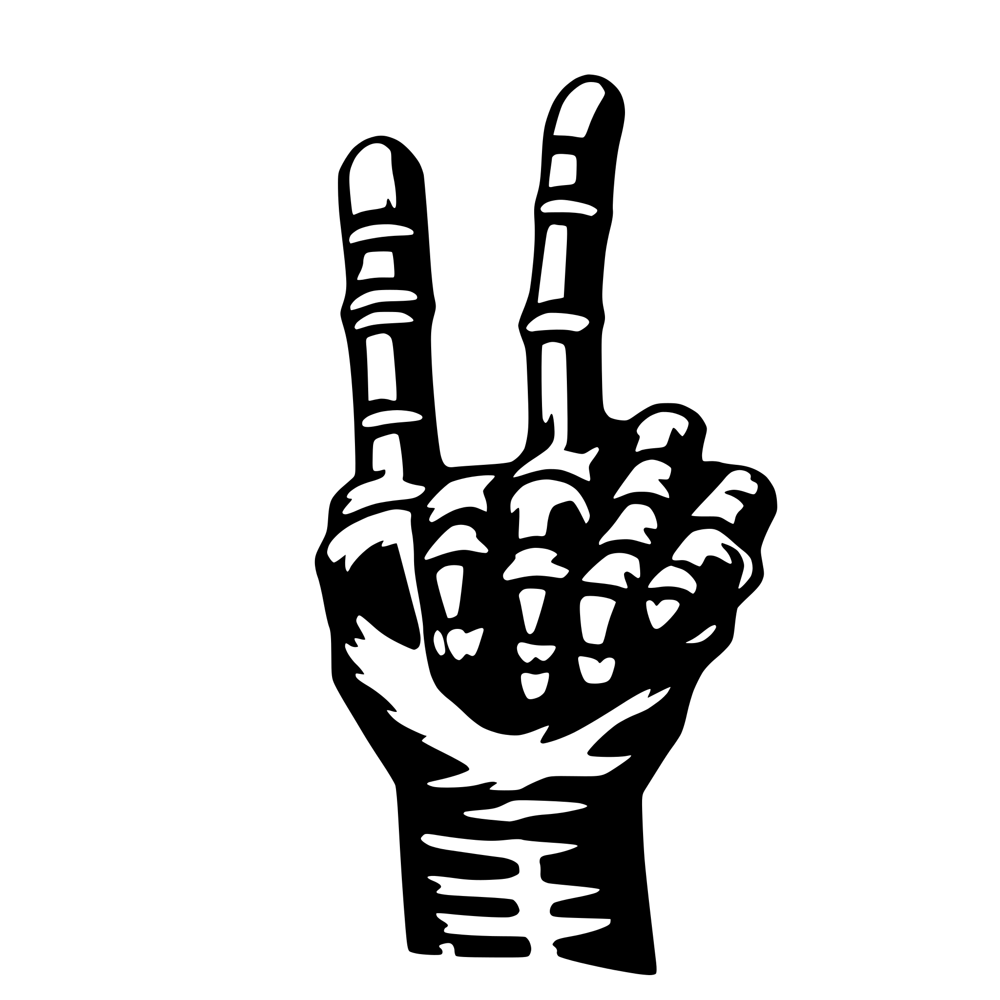 AI-generated SVG of 'skeleton middle finger'