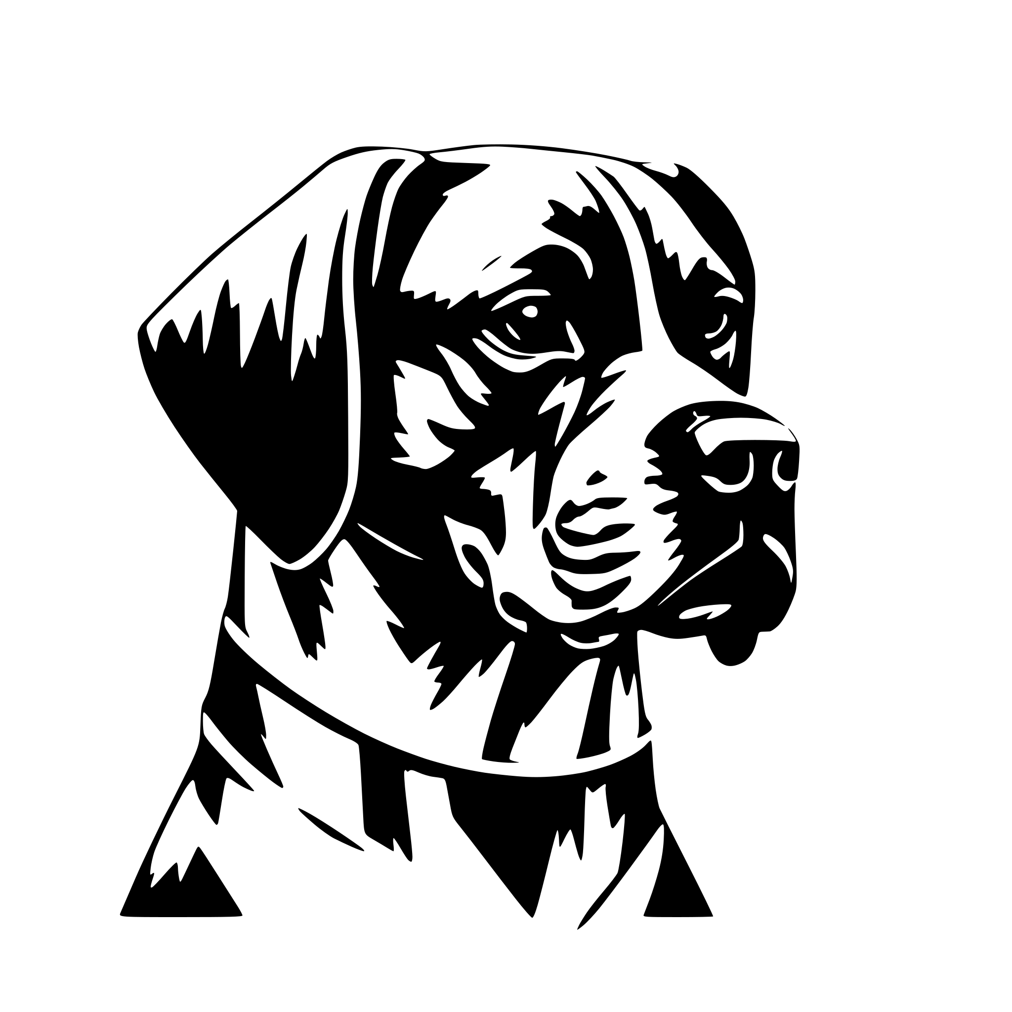 AI-generated SVG of 'boxer dog geometry lines connection triangles only lines'