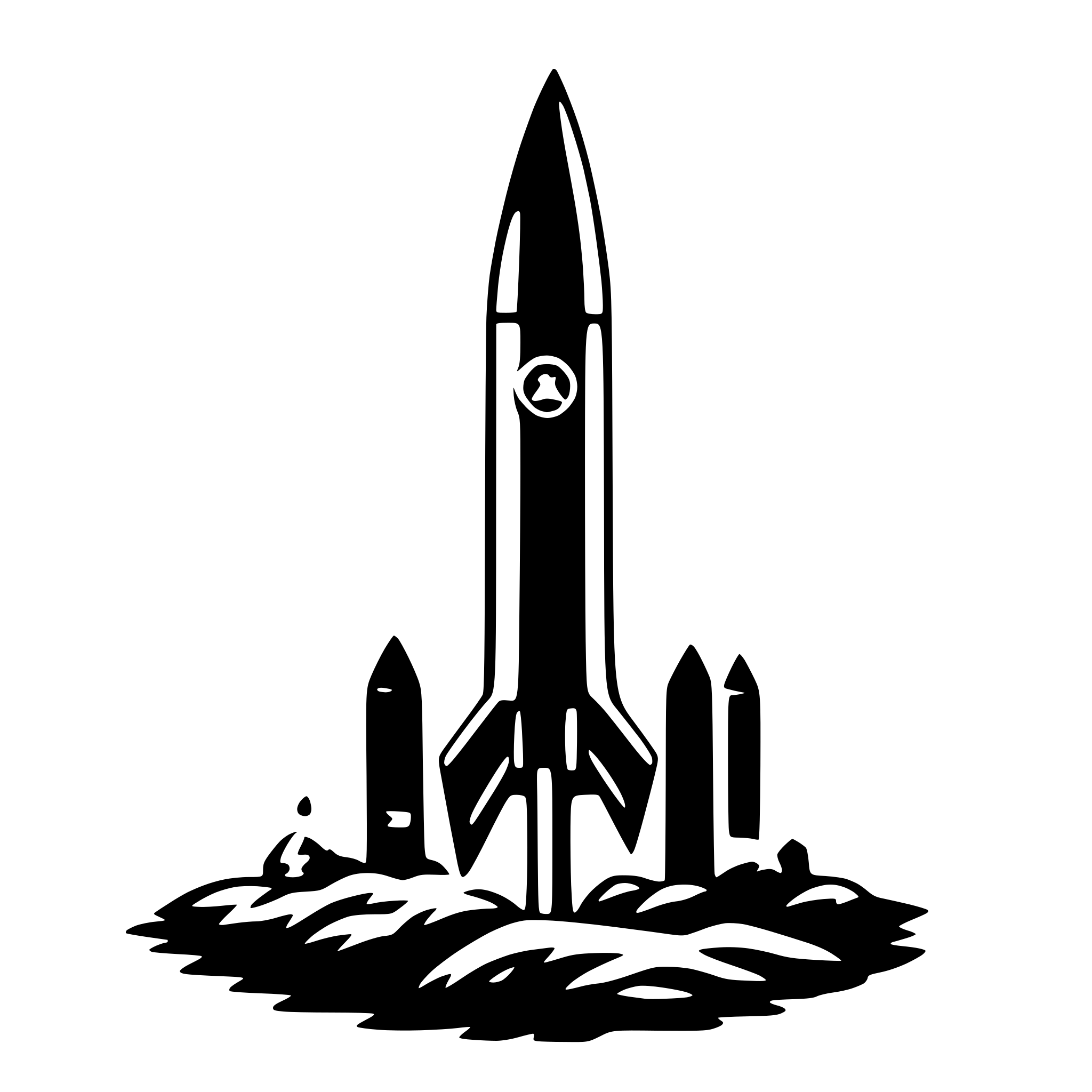 The SVG depicts a stylized rocket launch scene. The main objects are a rocket, a launchpad, and a small control tower. The rocket is in the center, with its nose pointed upwards, indicating it is in the process of launching. The launchpad is at the base of the rocket, and the control tower is to the right of the rocket. The scene is set against a plain background. The rocket is the central focus of the SVG, with the launchpad and control tower providing context for the launch event. The SVG does not show any interaction between the objects; they are static representations of a rocket launch. 