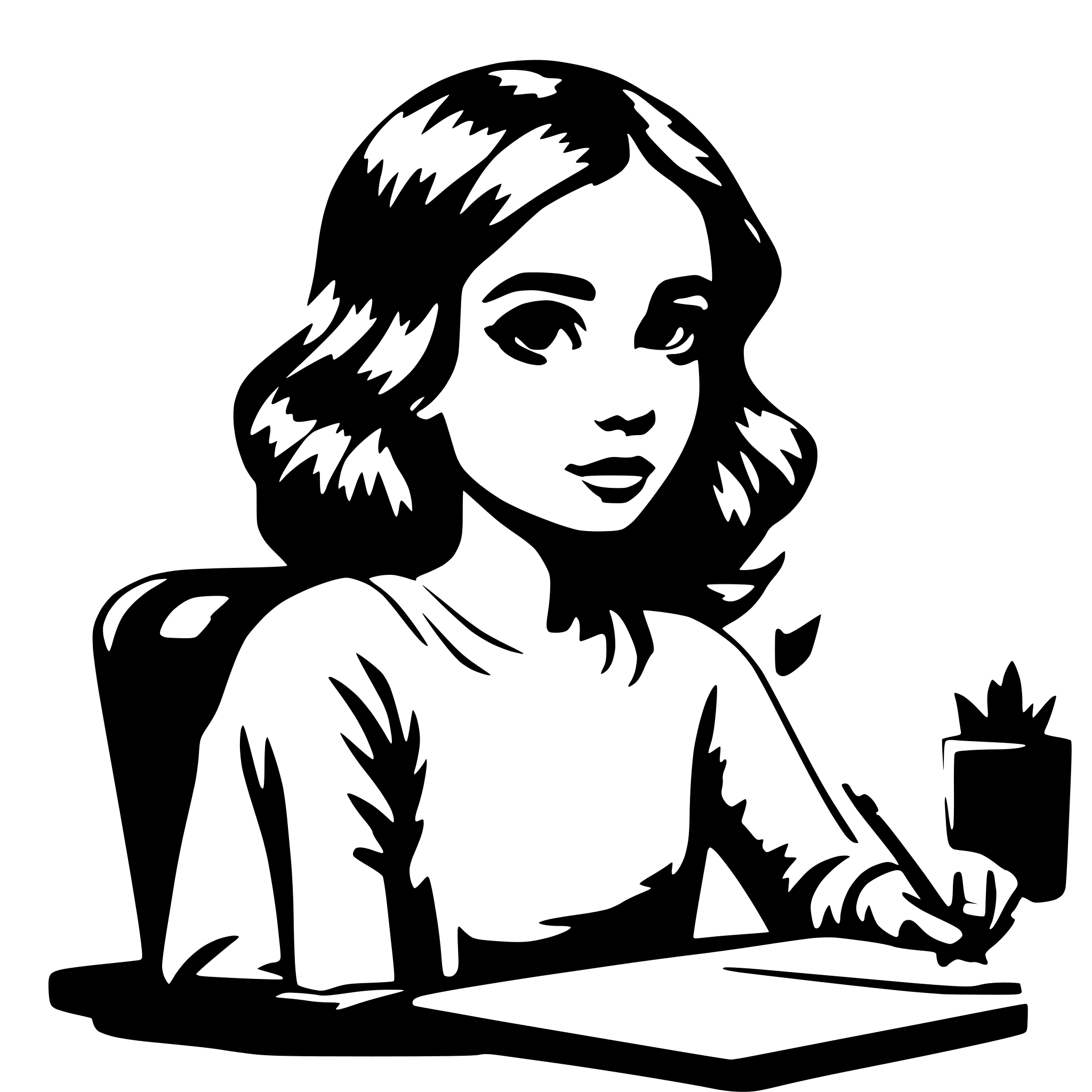 AI-generated SVG of a girl studying