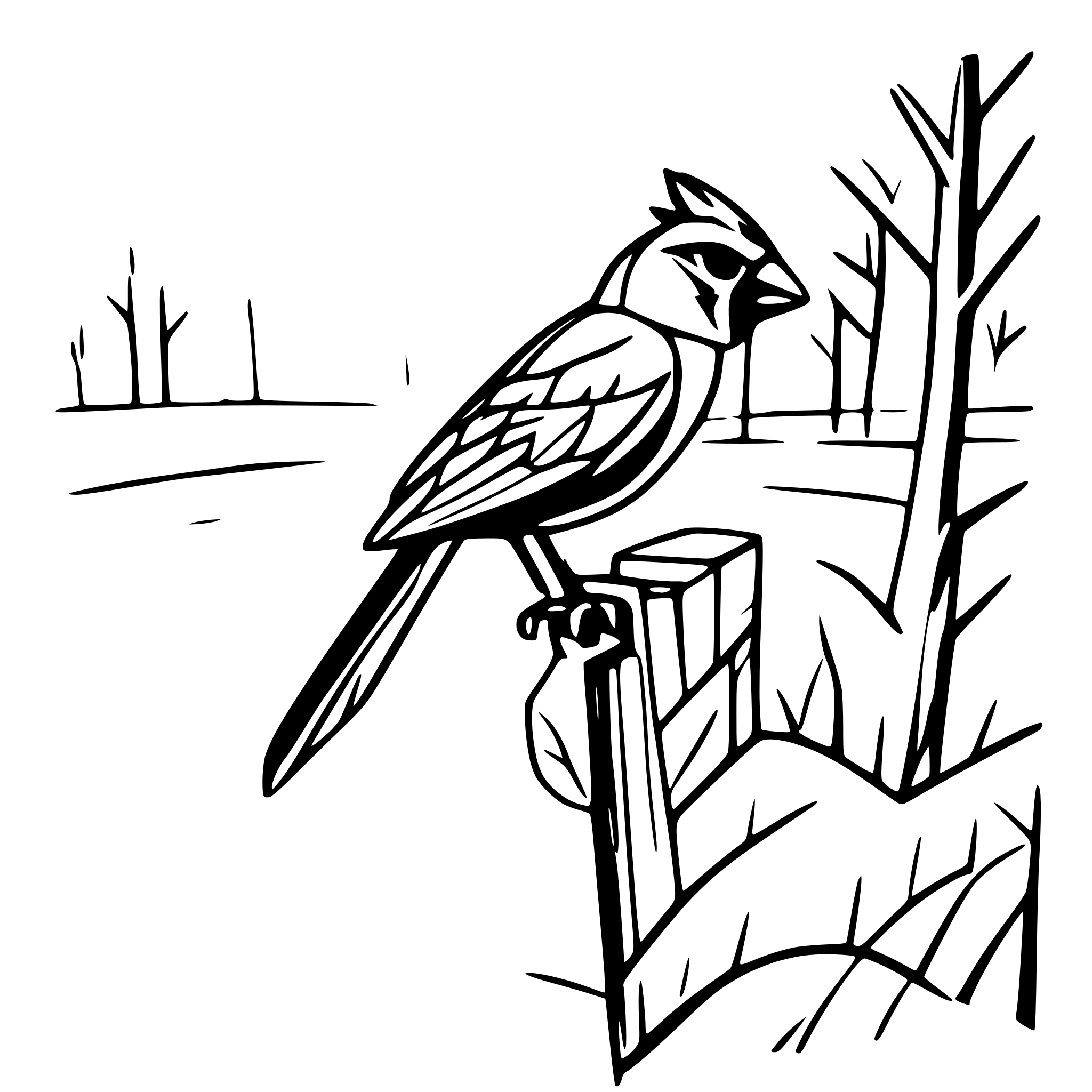 AI-generated SVG of a cardinal by a lake in winter