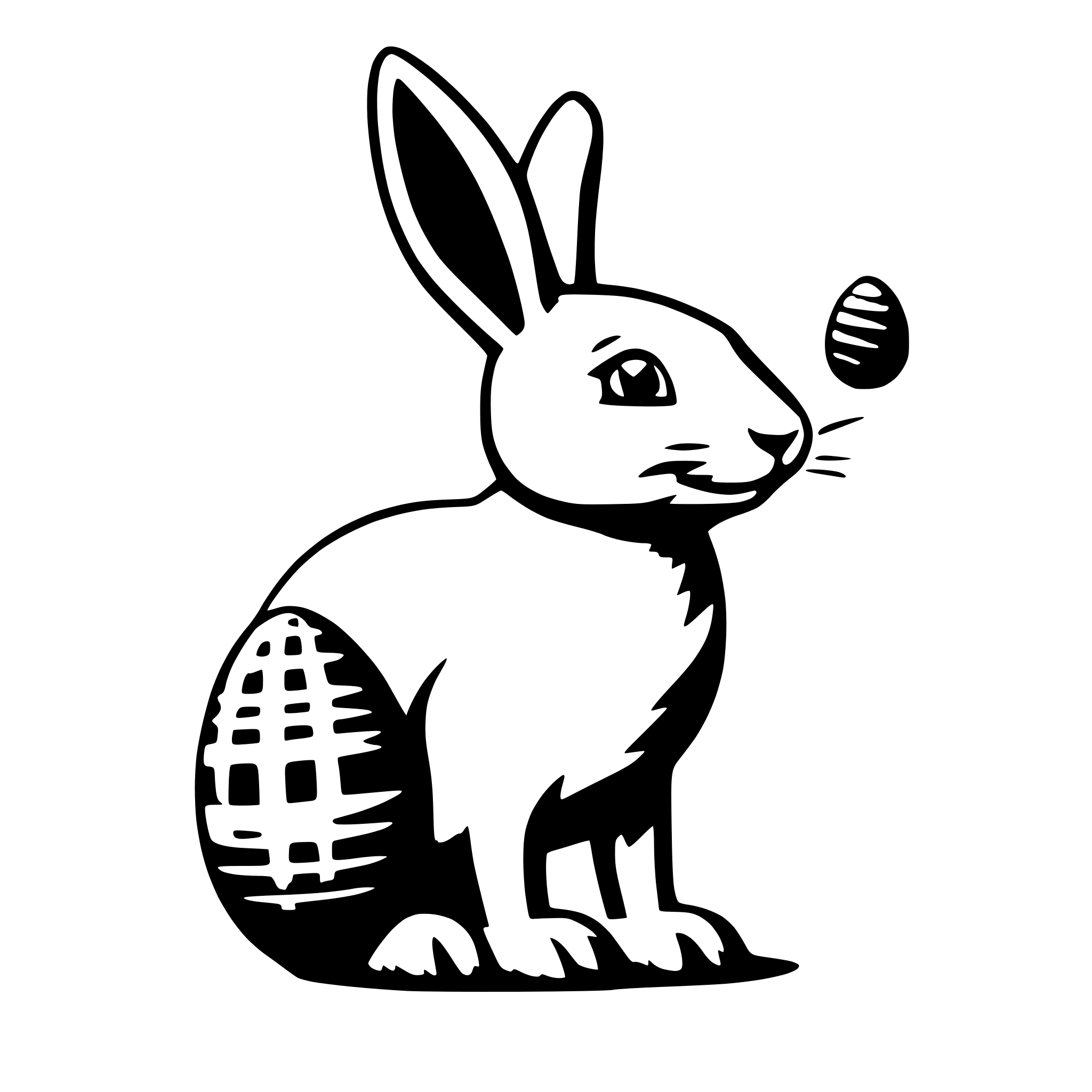 AI-generated SVG of a show bunny jumping over an easter egg