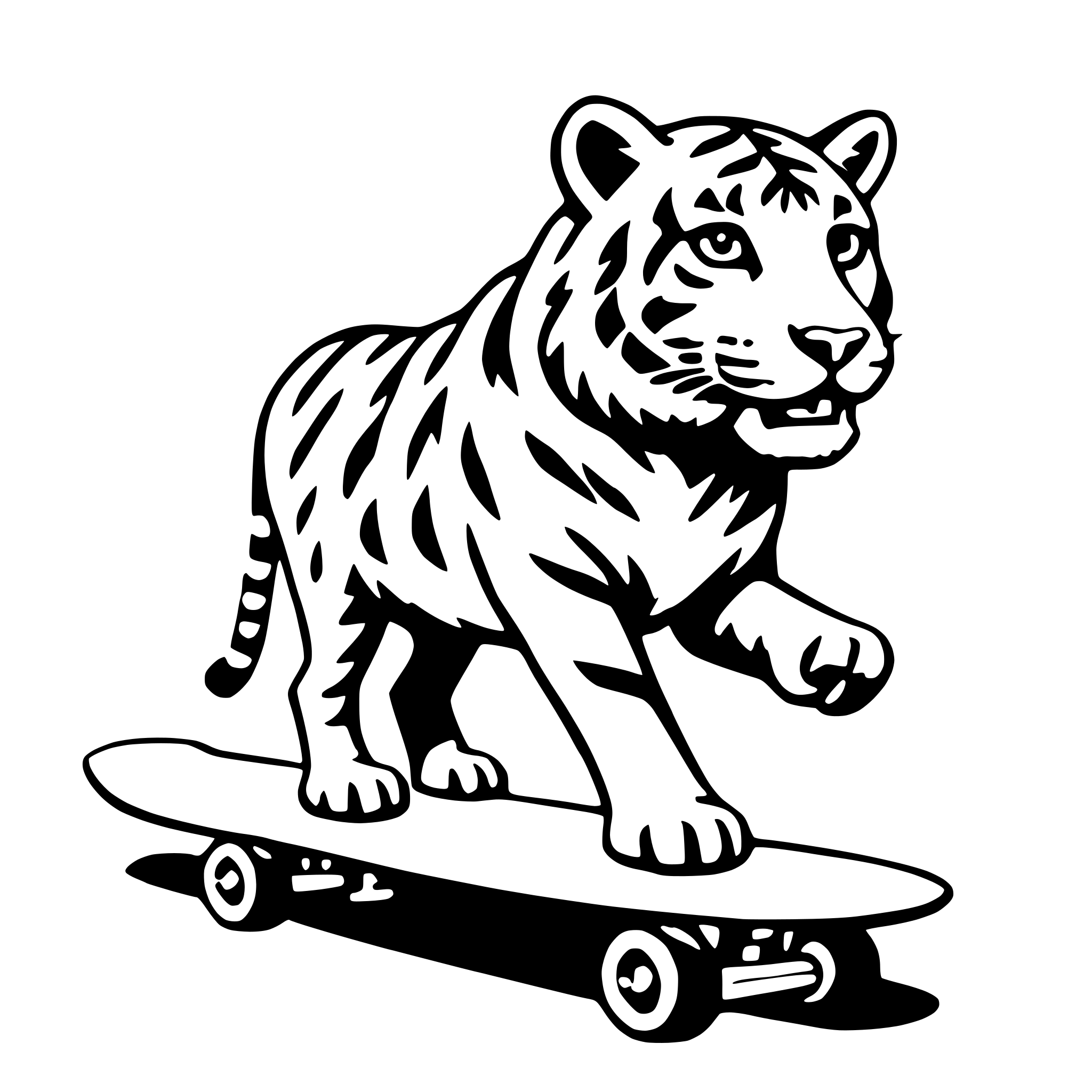 AI-generated SVG of 'tiger with skateboard'
