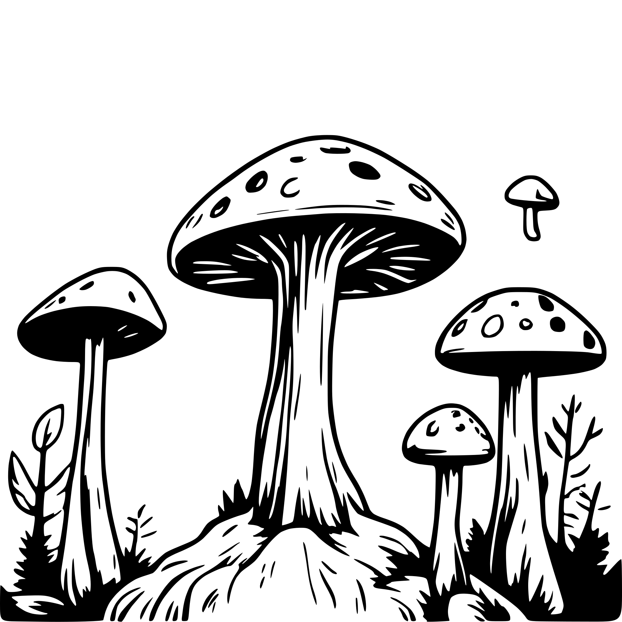 AI-generated SVG of a Aliens mushrooms phycodelic forest and wizard