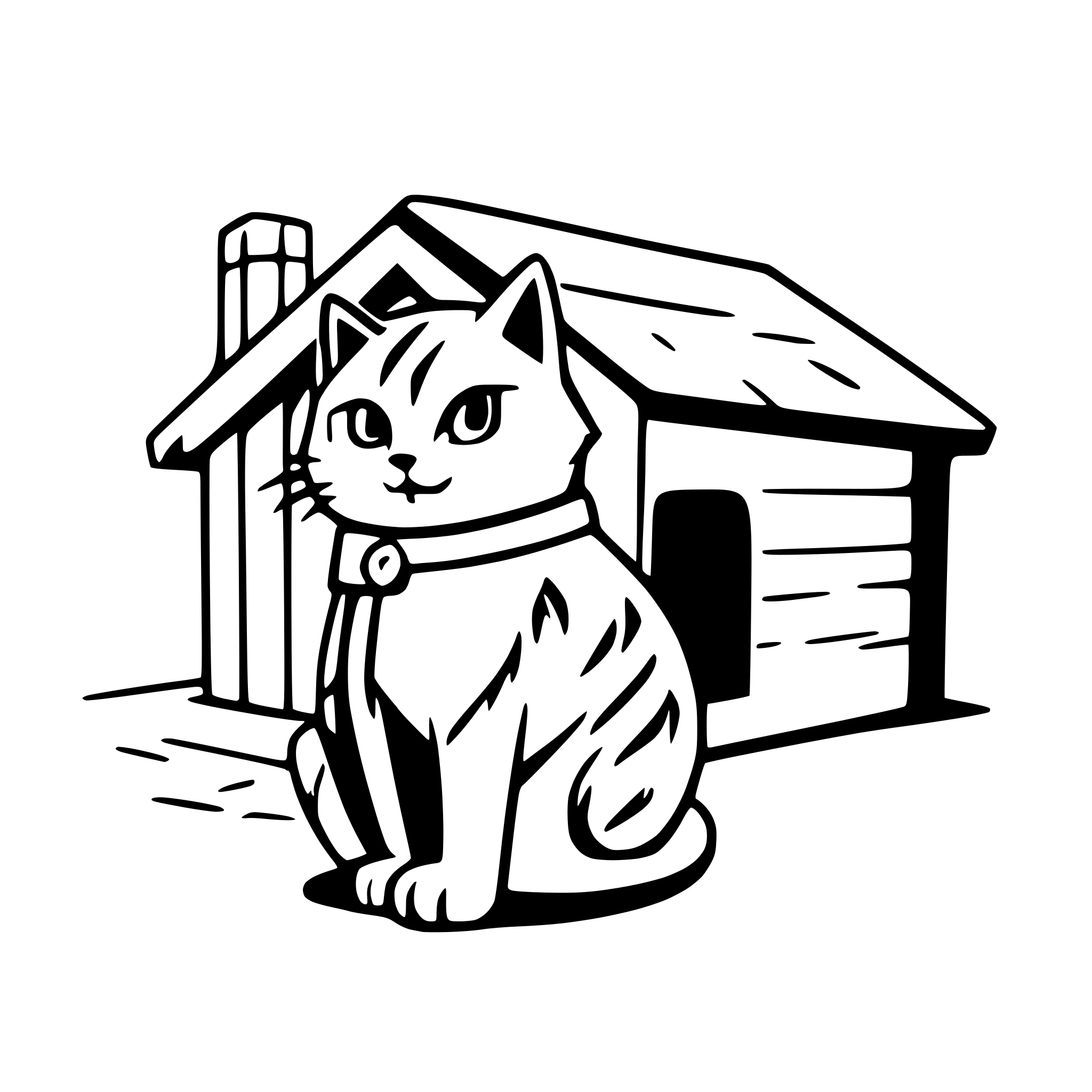 AI-generated SVG of a Cat in front of a cabin winter