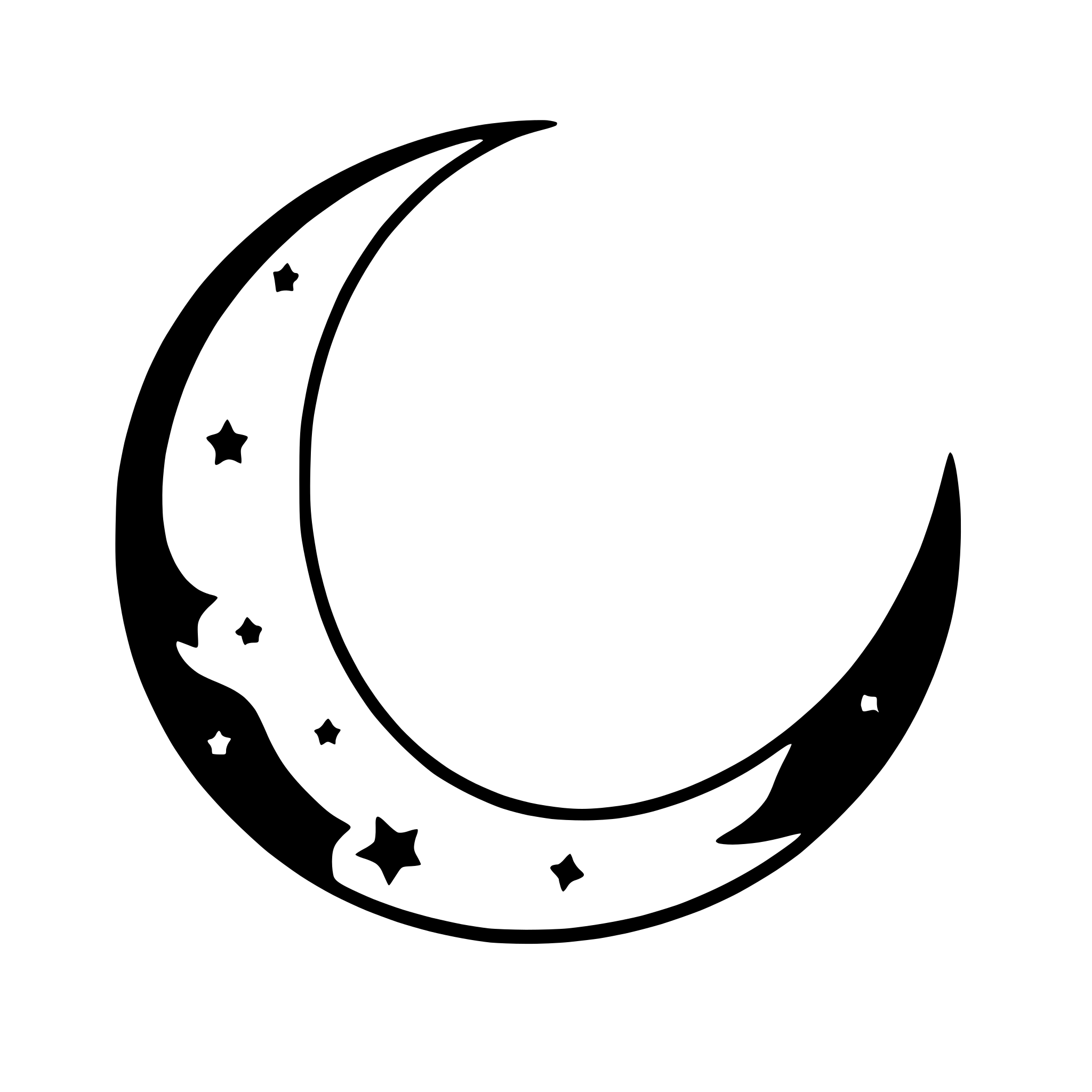 AI-generated SVG of 'crescent moon with stars'
