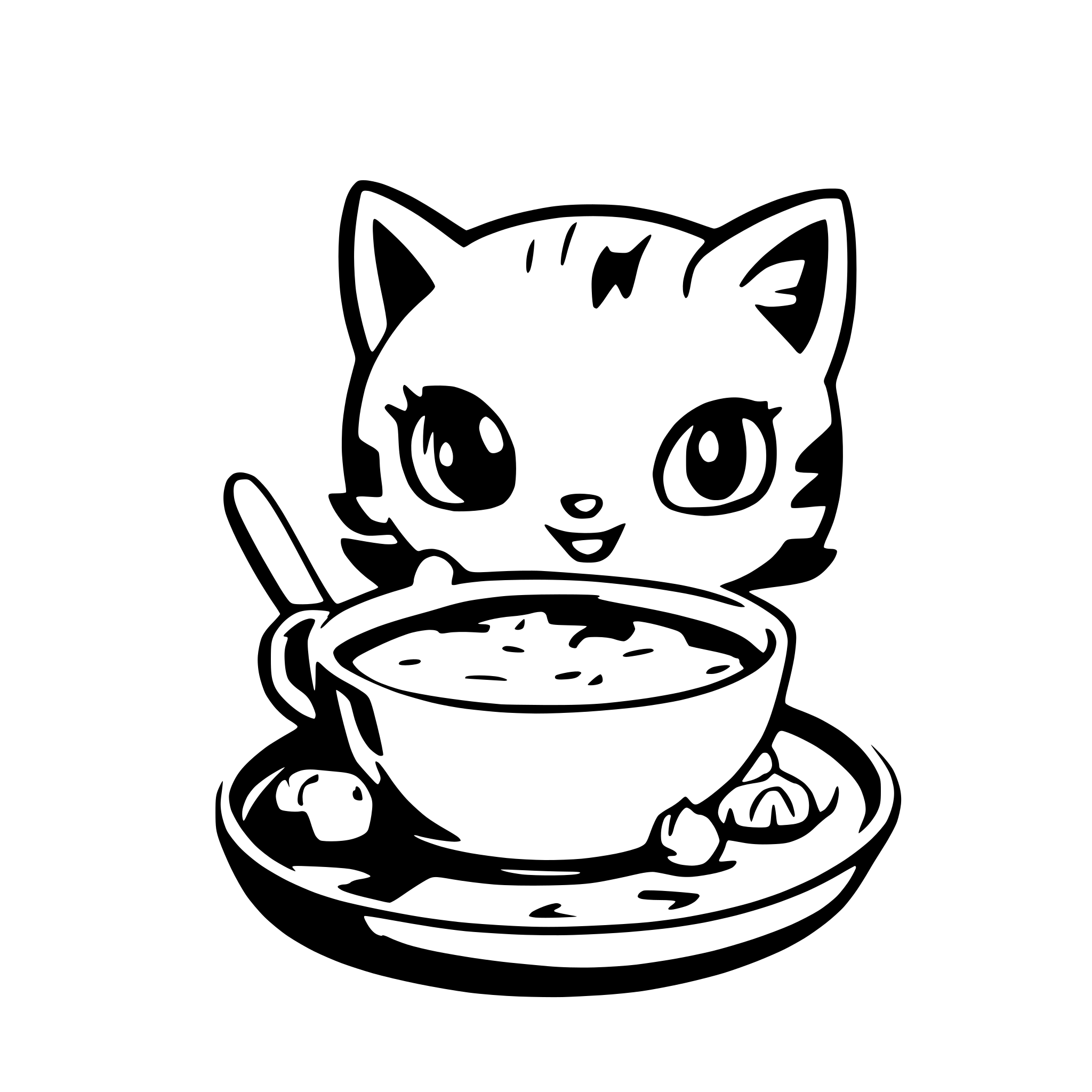 AI-generated SVG of 'kitties and soup'