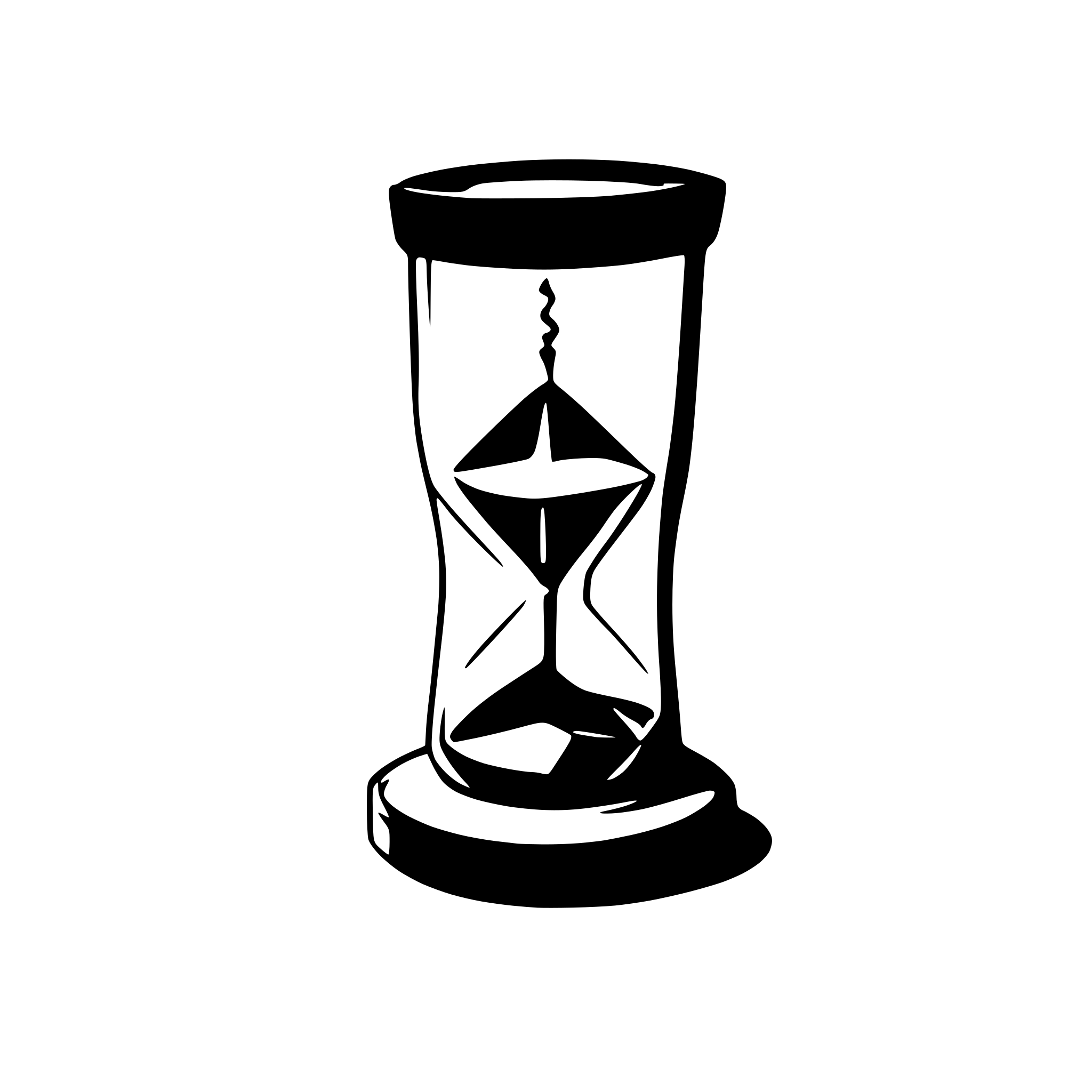 AI-generated SVG of a An image of a partially broken hourglass floating in a surreal, empty space with fragments of glass suspended in the air. The sand inside the hourglass is split into two colors: black on one side and white on the other, blending in the center as if representing duality.