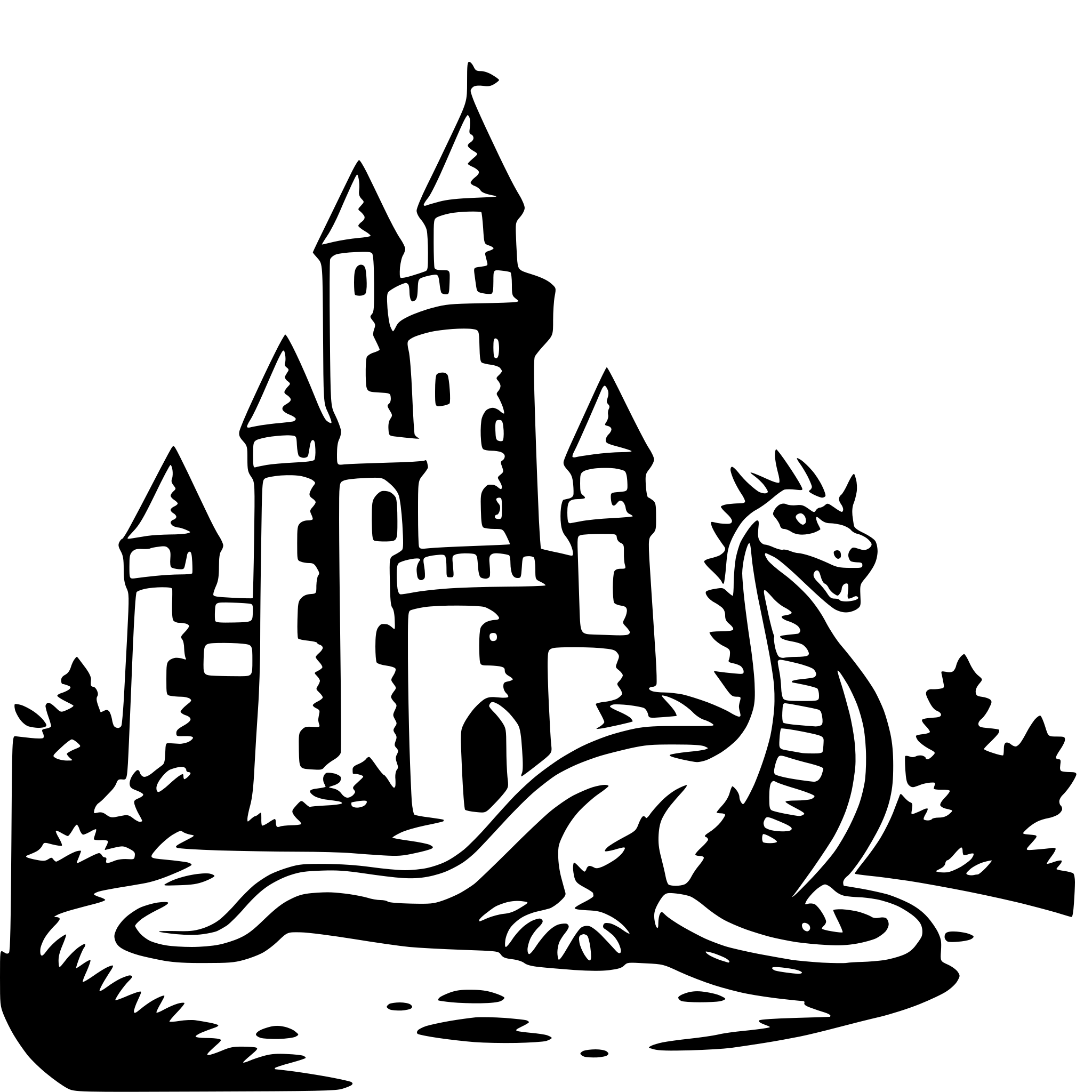 AI-generated SVG of a castle and dragon