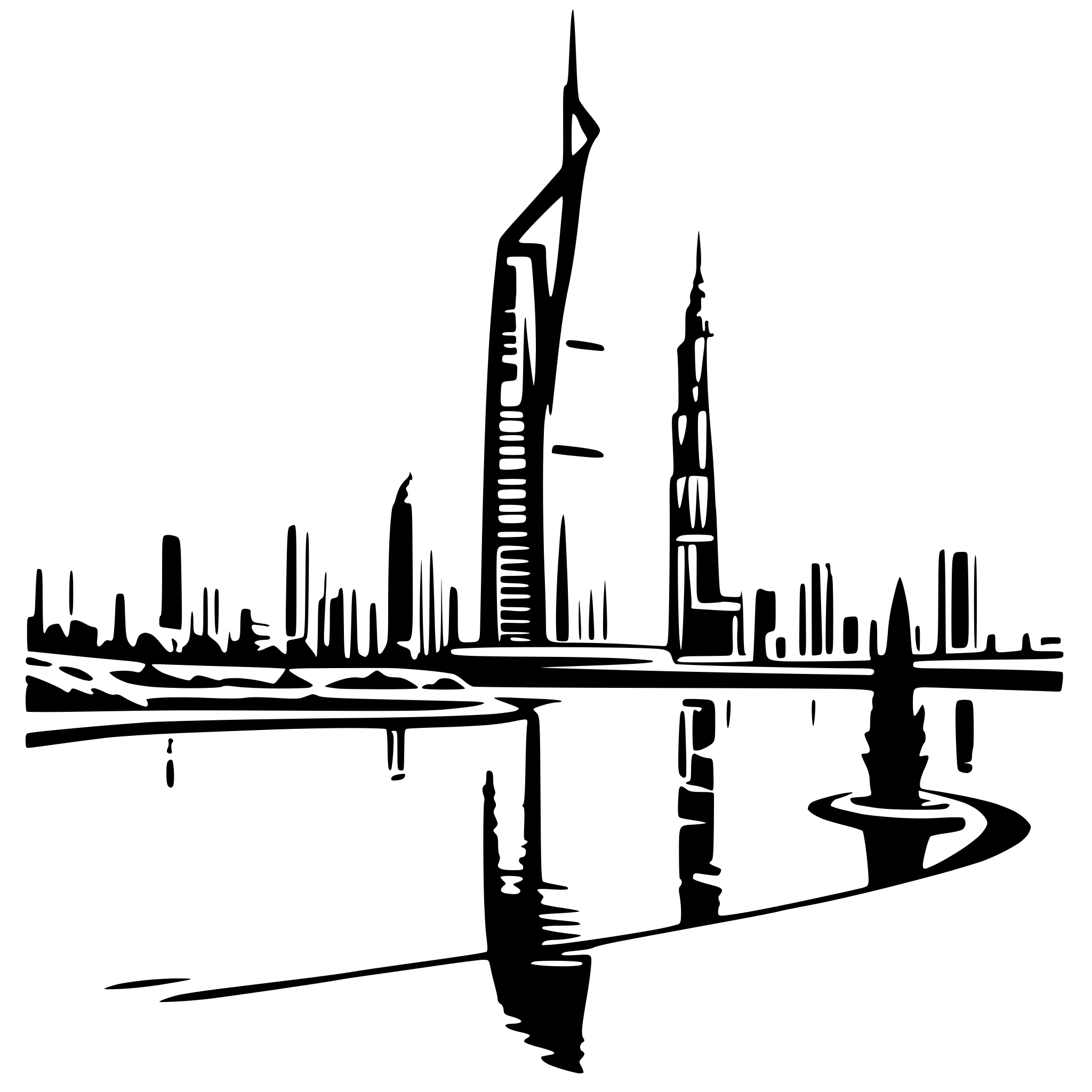 AI-generated SVG of 'A black-and-white line-art illustration of the Burj Khalifa. Draw it in a coloring book style, with clean outlines, no intricate details and no shading.'