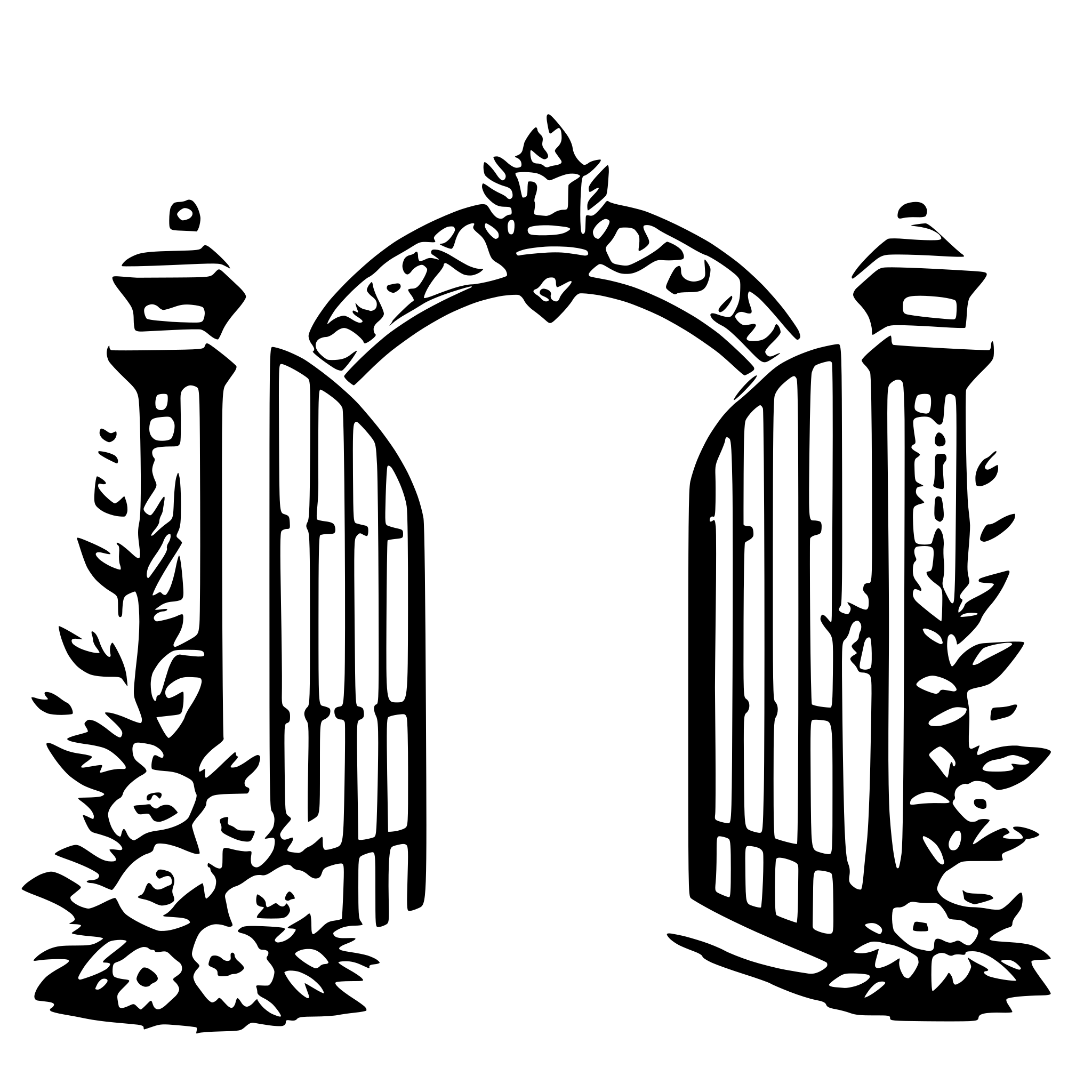 AI-generated SVG of a a romanticopen gate with flower wreaths AI-generated SVG of a a romanticopen gate with flower wreaths