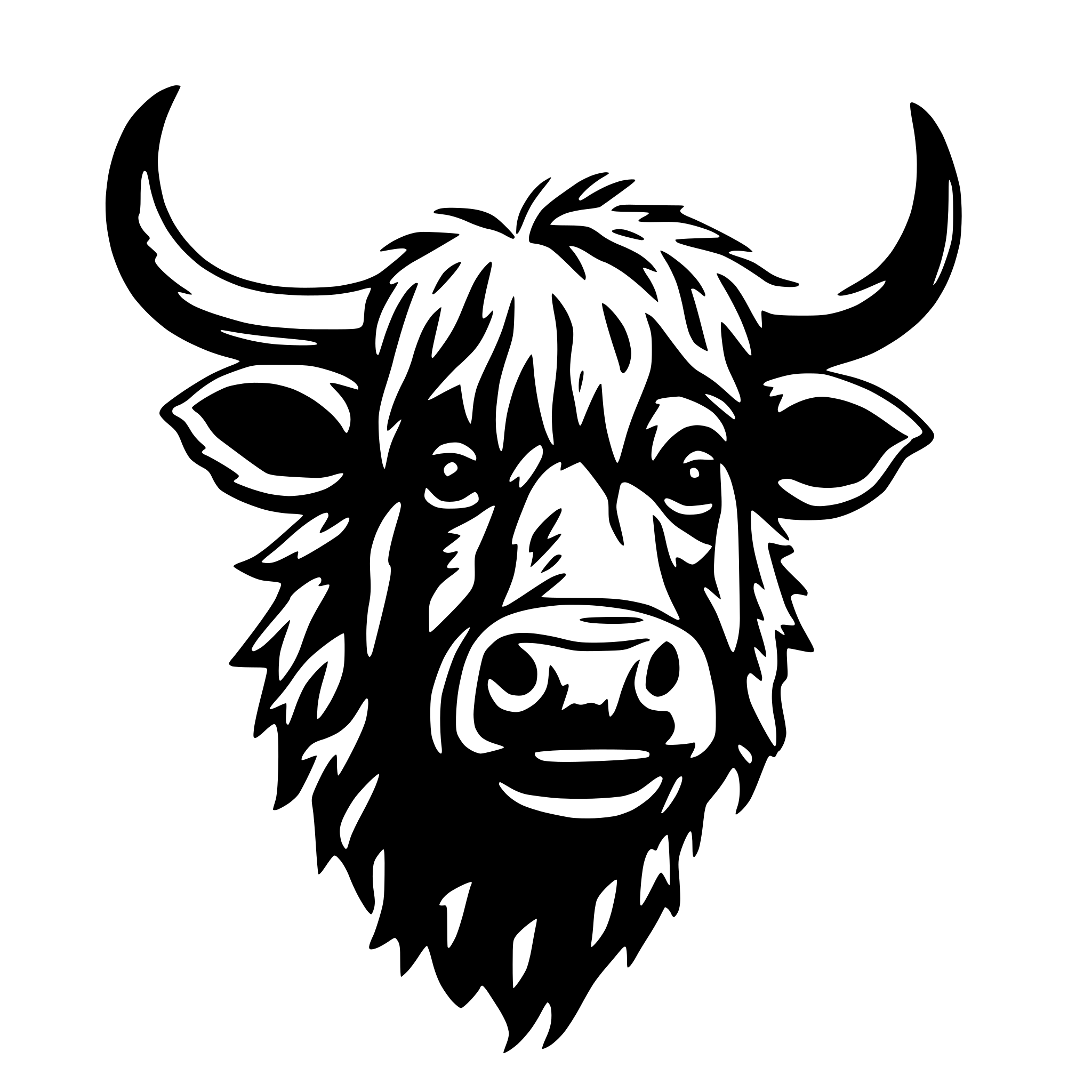 AI-generated SVG of a Crazy Highland Cow