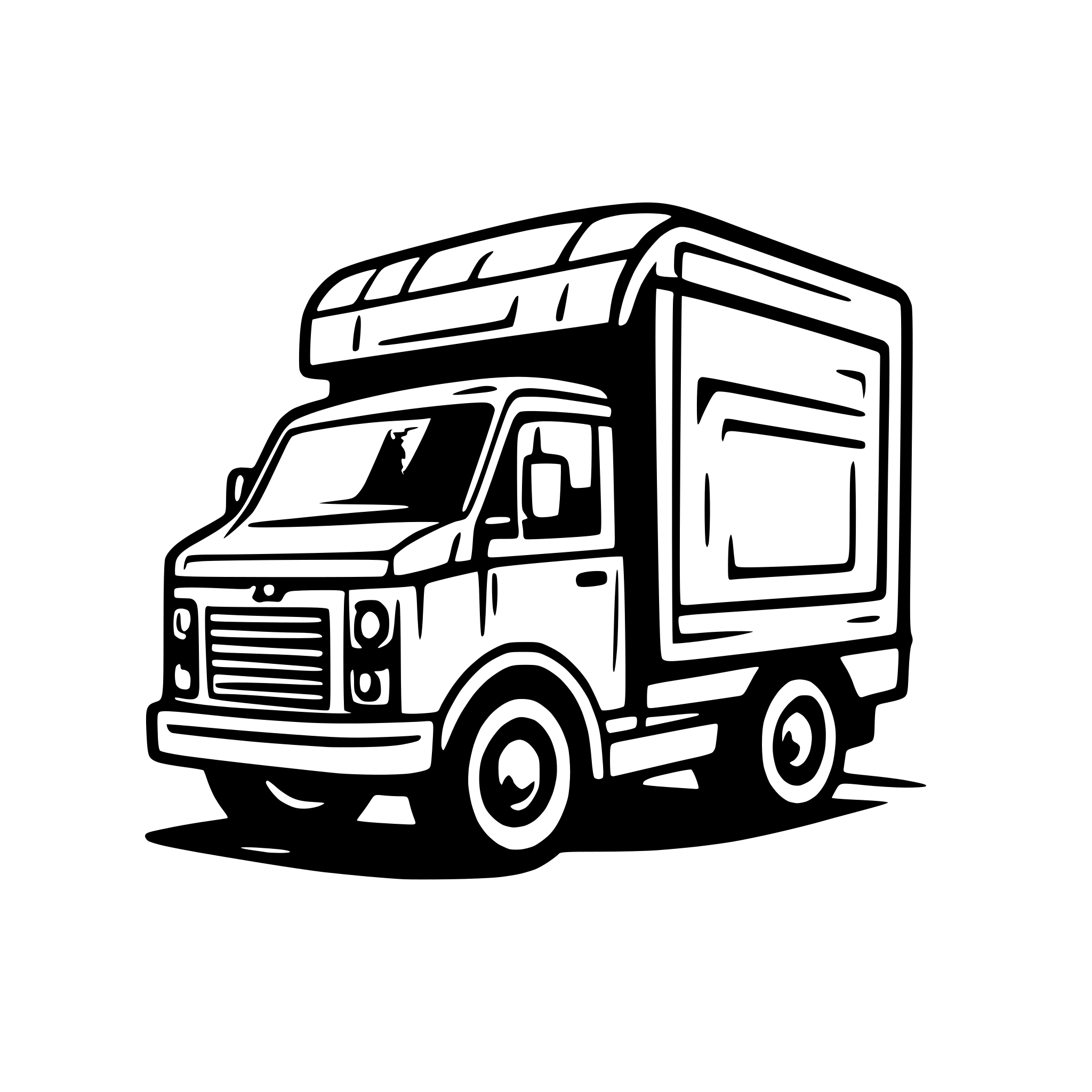 AI-generated SVG of a box truck on road