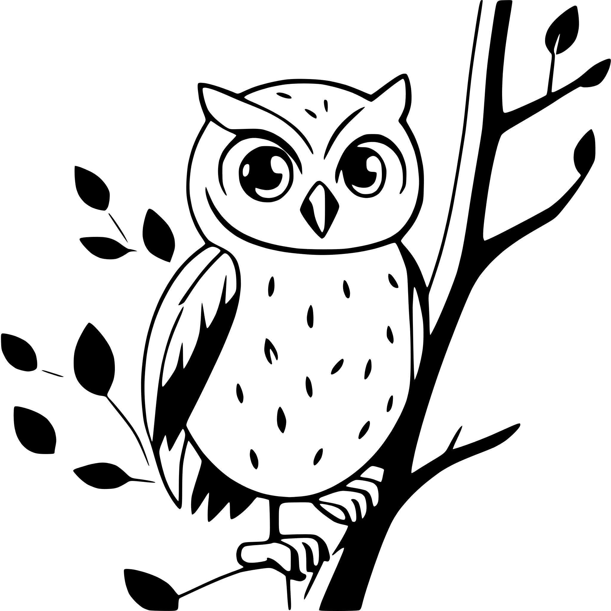 AI-generated SVG of a tree branches with owls