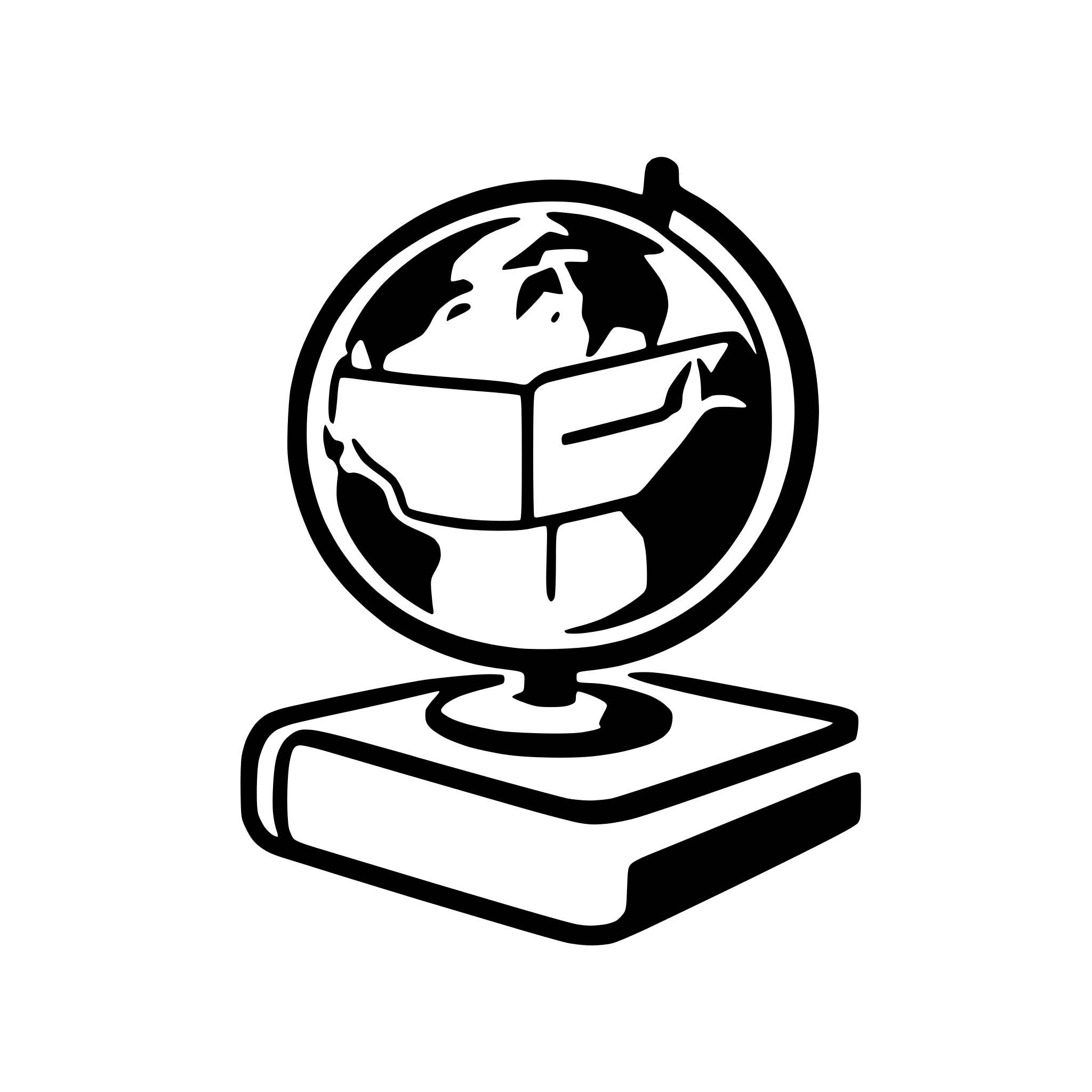 AI-generated SVG of a globe with book