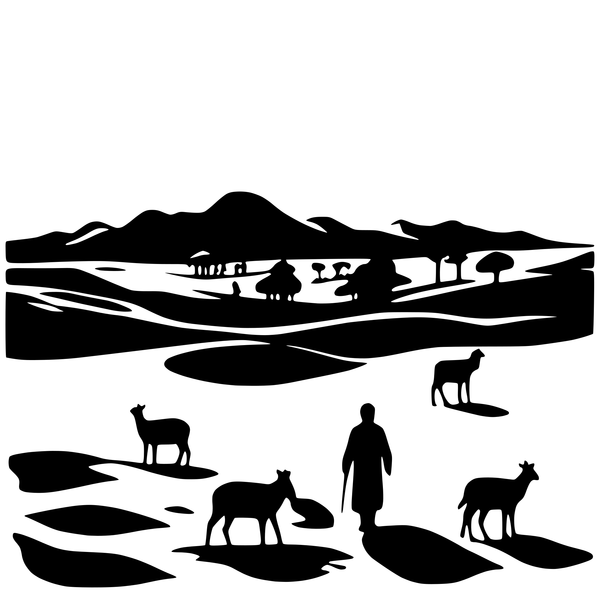 AI-generated SVG of a men and sheep in the middle of arabian dune