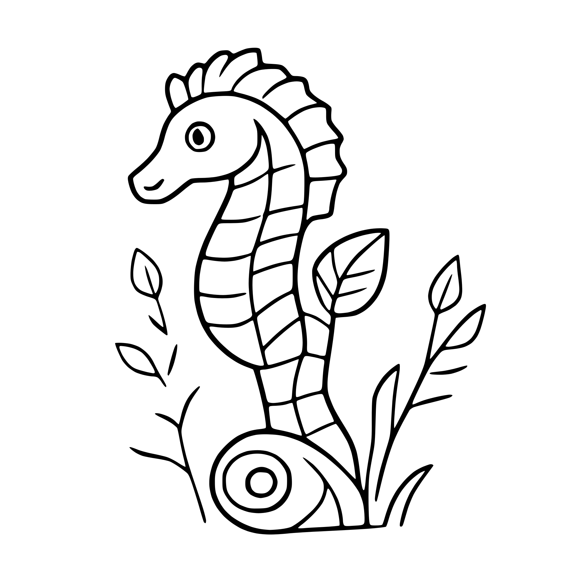 AI-generated SVG of a seahorse with coral reef