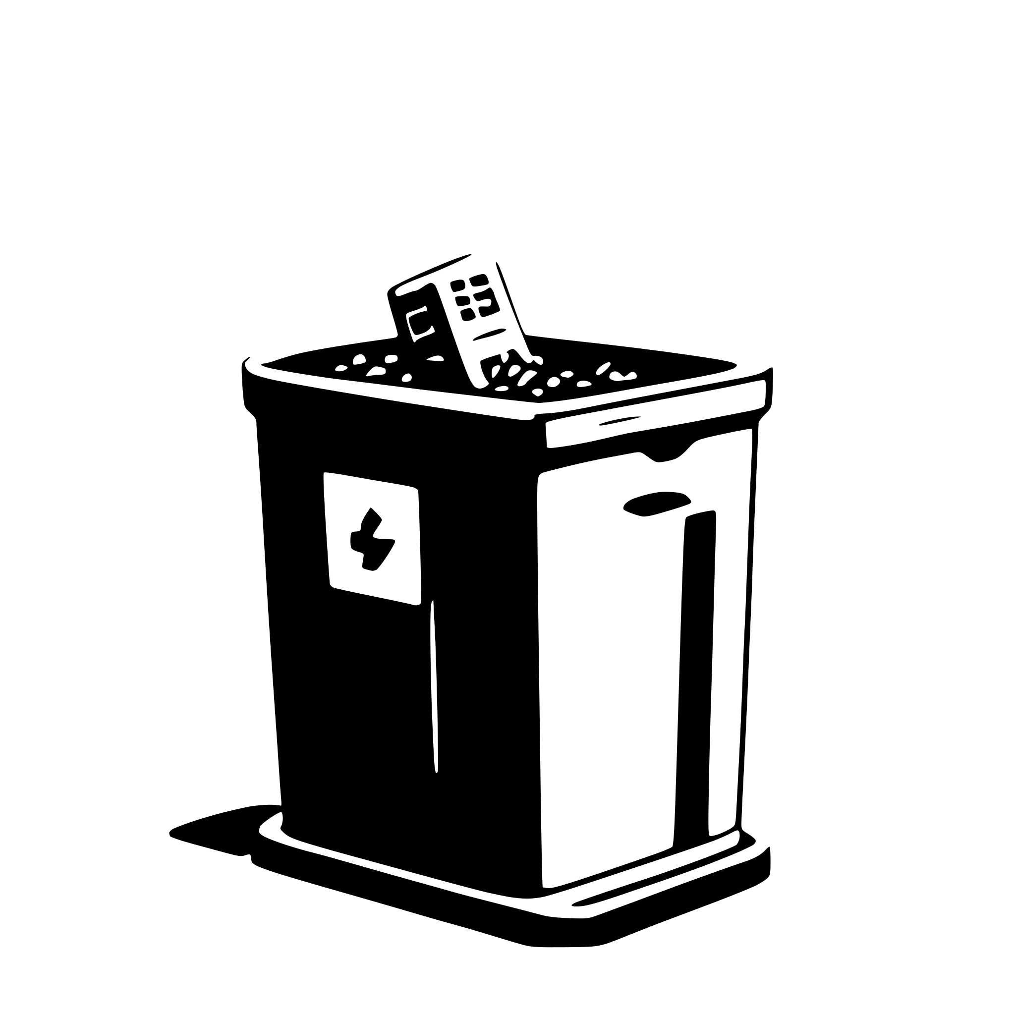 AI-generated SVG of a data nodes entering a trash bin