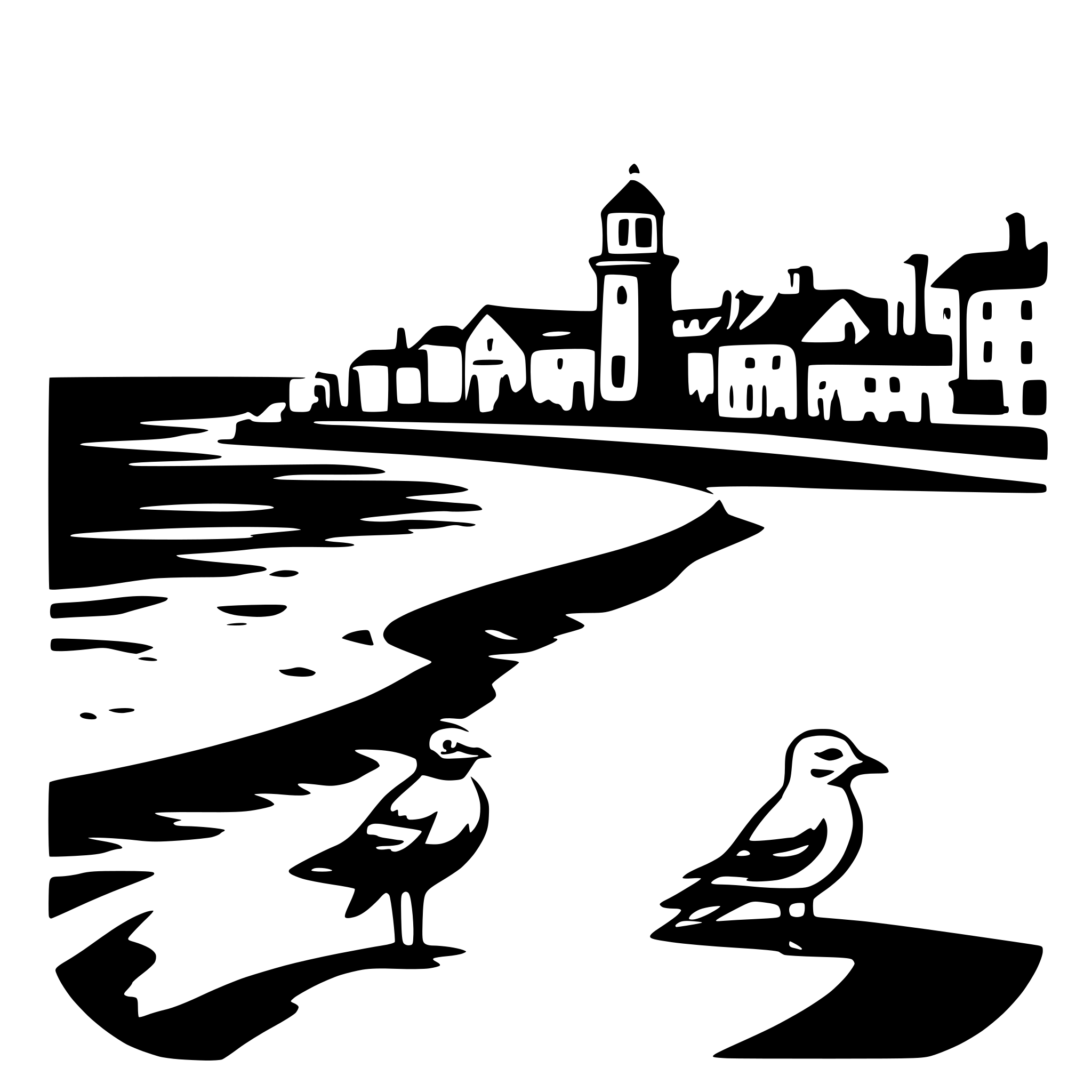 AI-generated SVG of 'seaside town, seagulls'
