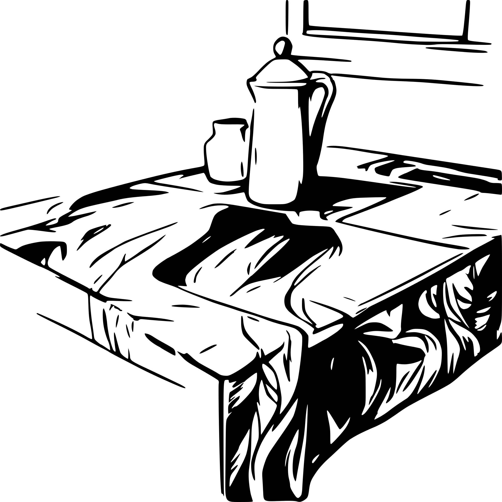 AI-generated SVG of a rustic worn  square kitchen table