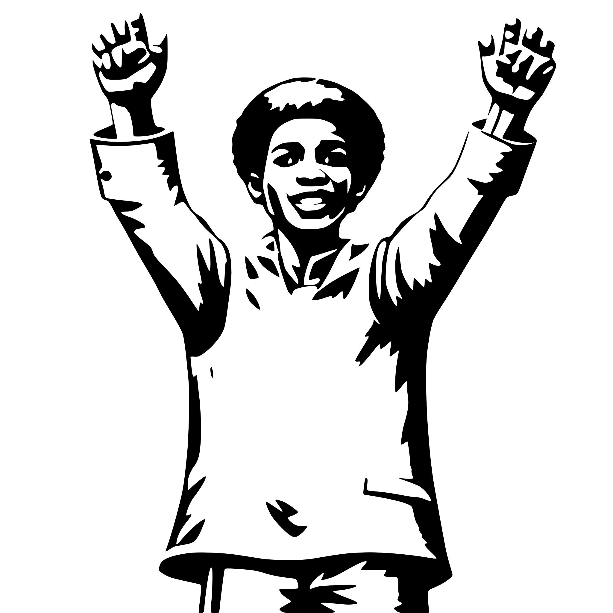 AI-generated SVG of a South African man standing with arms raised,