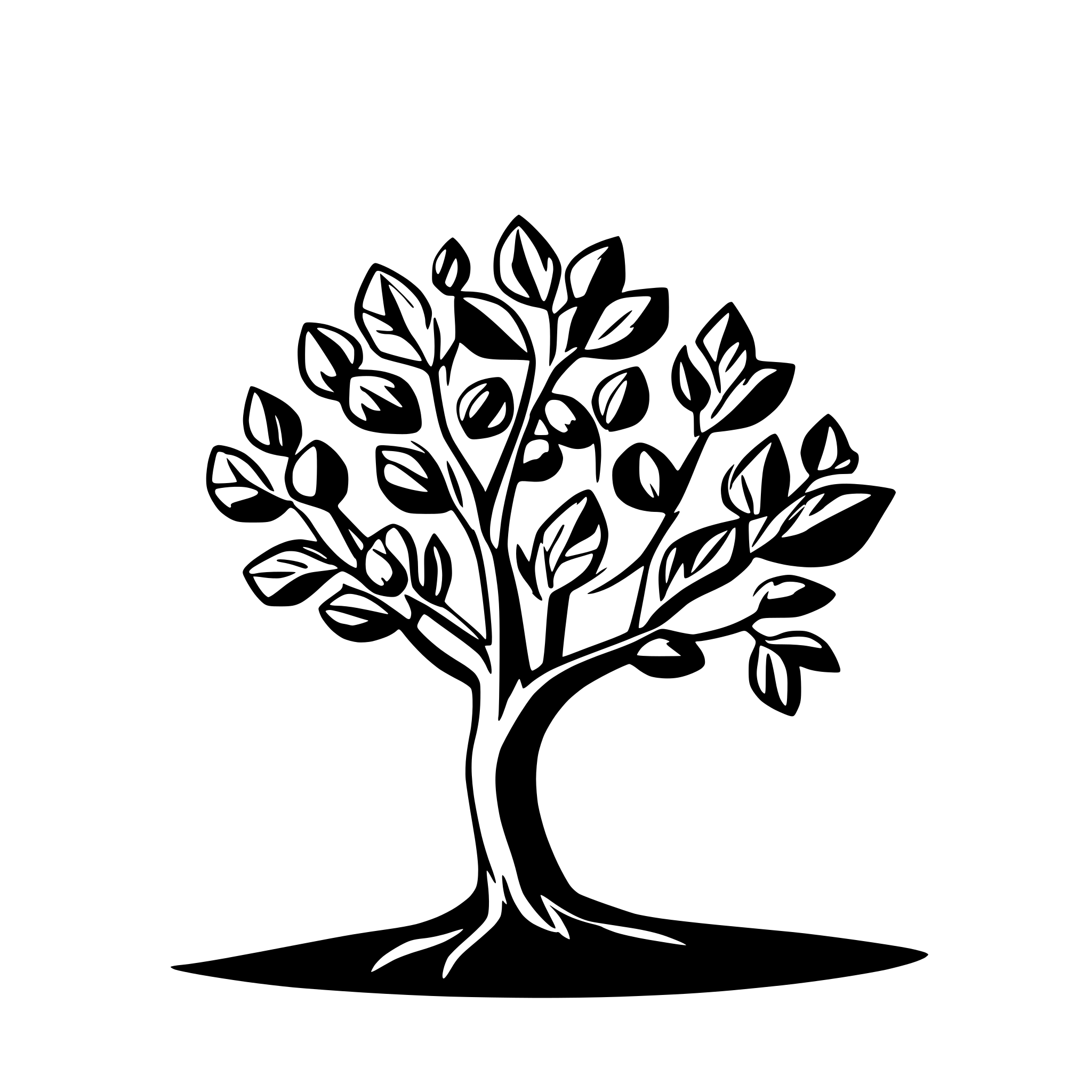AI-generated SVG of a silhouette of a hazelnut tree