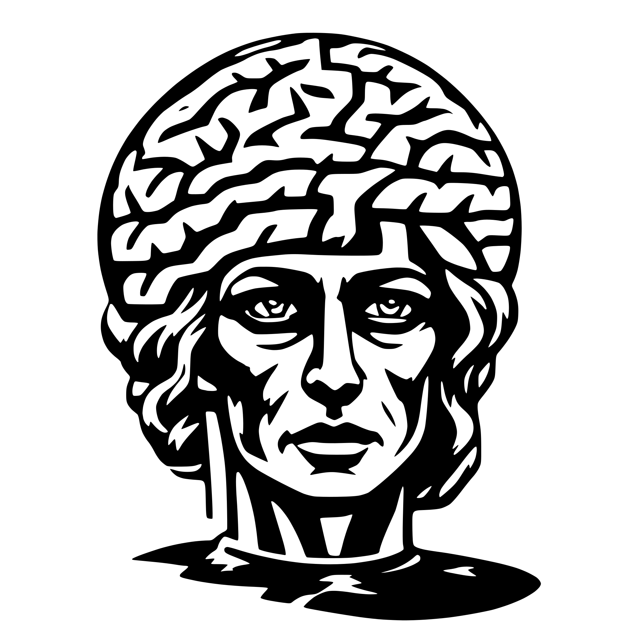 AI-generated SVG of 'brain and lightning and god'
