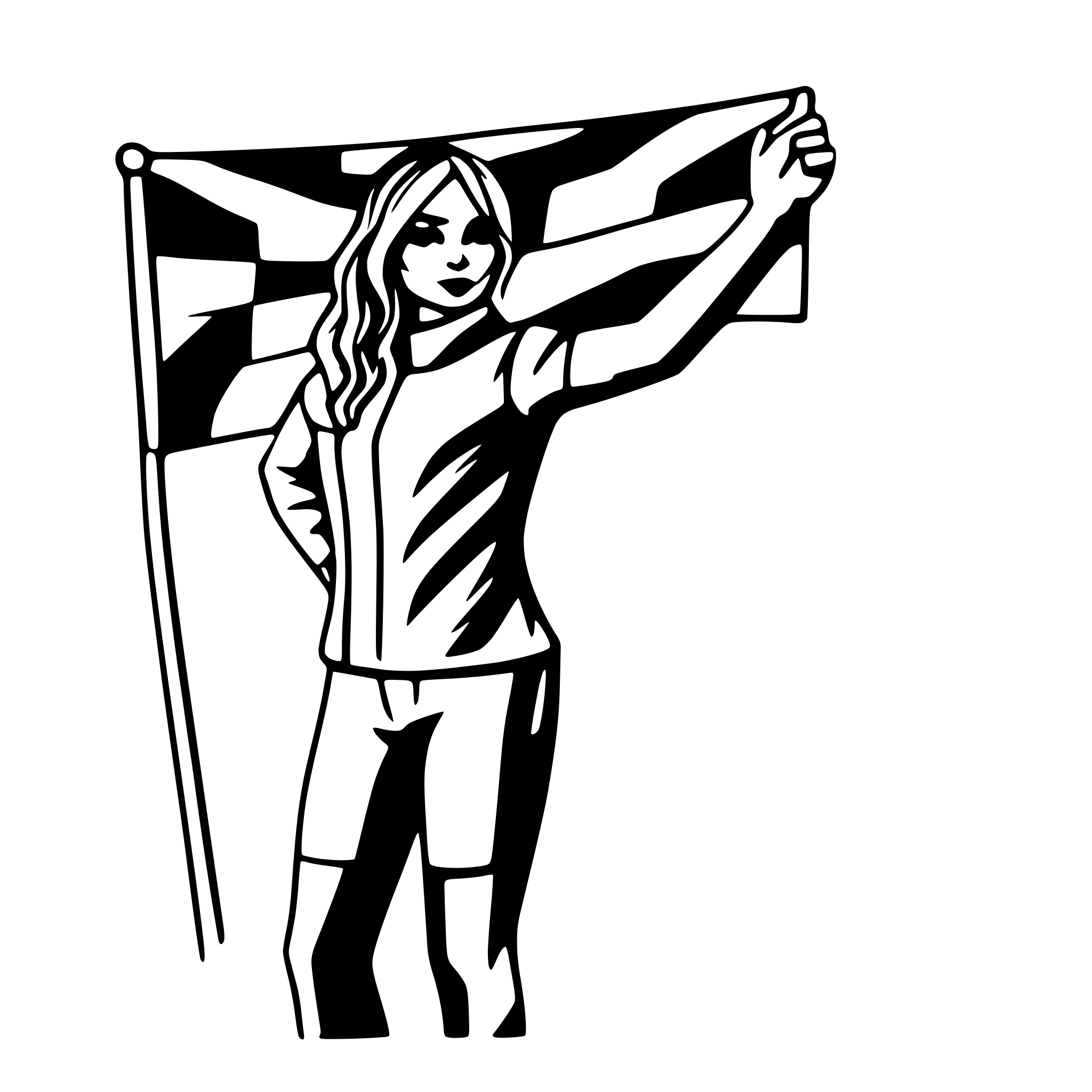 AI-generated SVG of 'woman with finish flag'