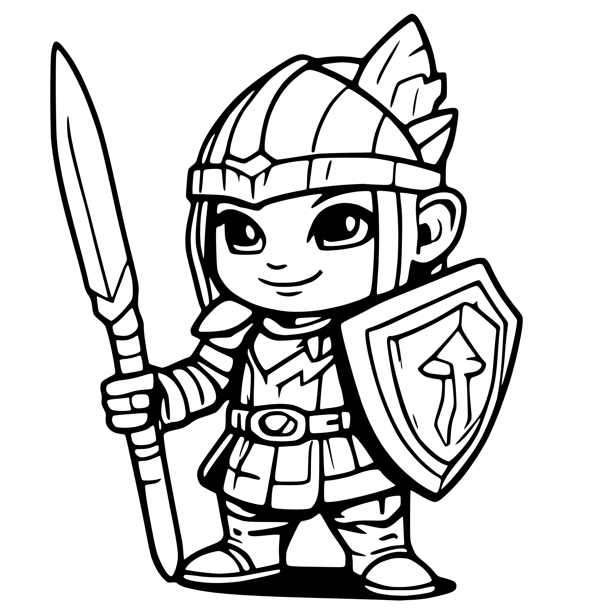 AI-generated SVG of a Gnome paladin from dnd with sword and shield looking badass in full armor