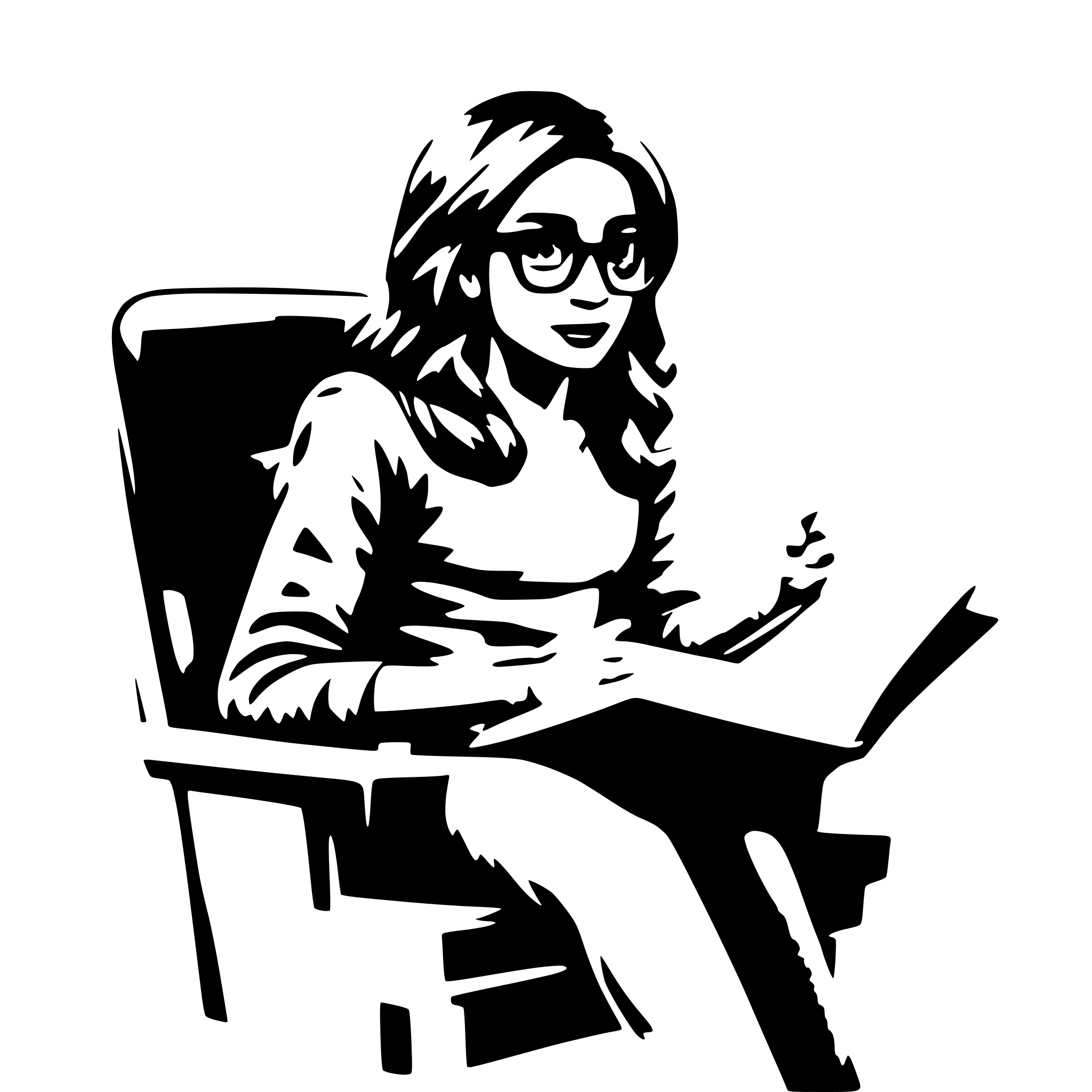 AI-generated SVG of a a girl, sit on a chair, reading a book, with glasses AI-generated SVG of a a girl, sit on a chair, reading a book, with glasses