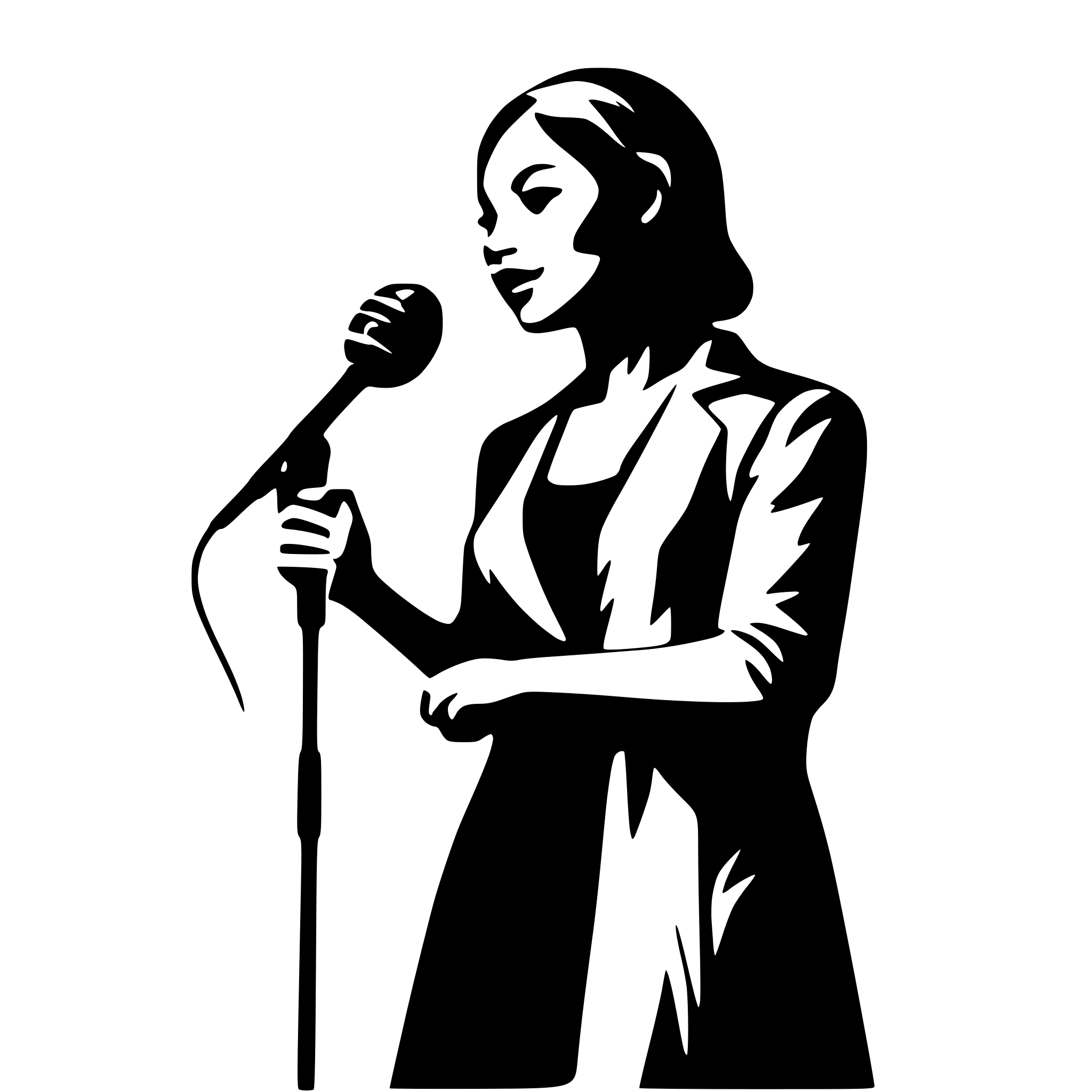 AI-generated SVG of a singing woman silhouette turned to the right side with microphone