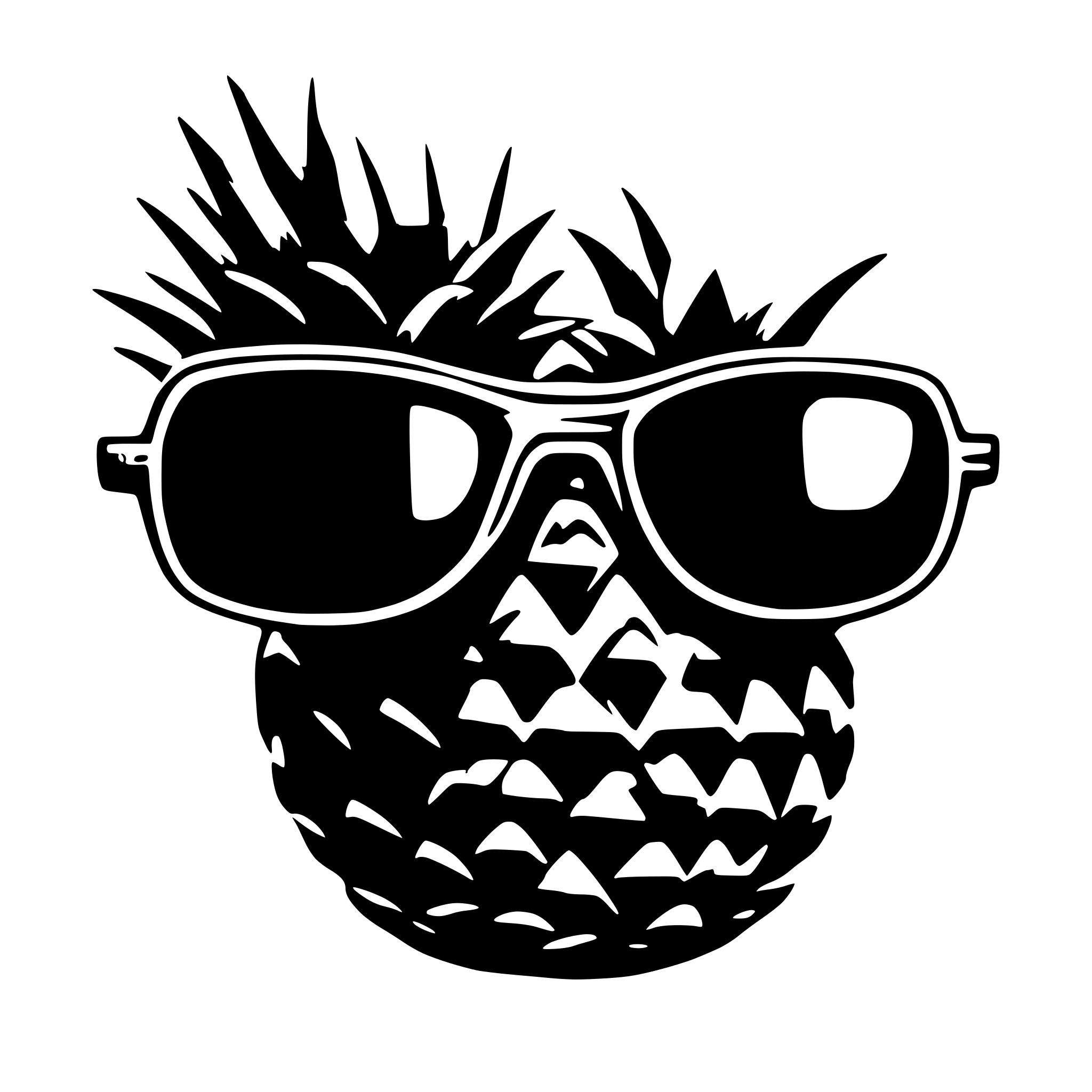 AI-generated SVG of 'pineappe with sunglasses'