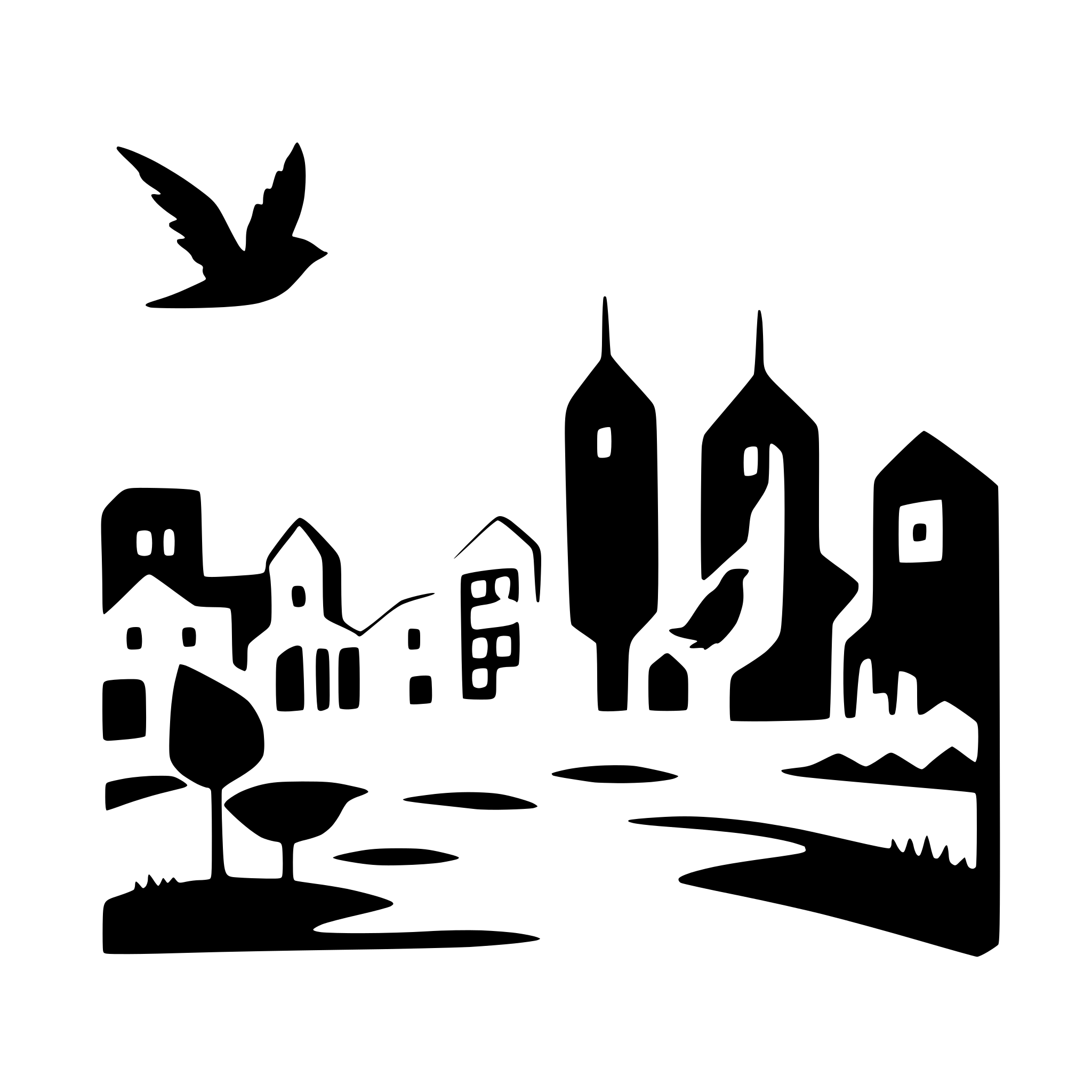 AI-generated SVG of 'city skyline with birds'