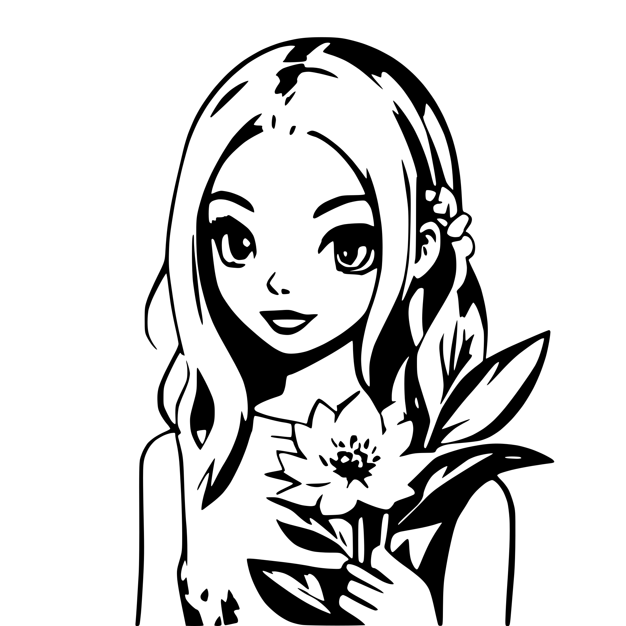 AI-generated SVG of 'girl with flower'