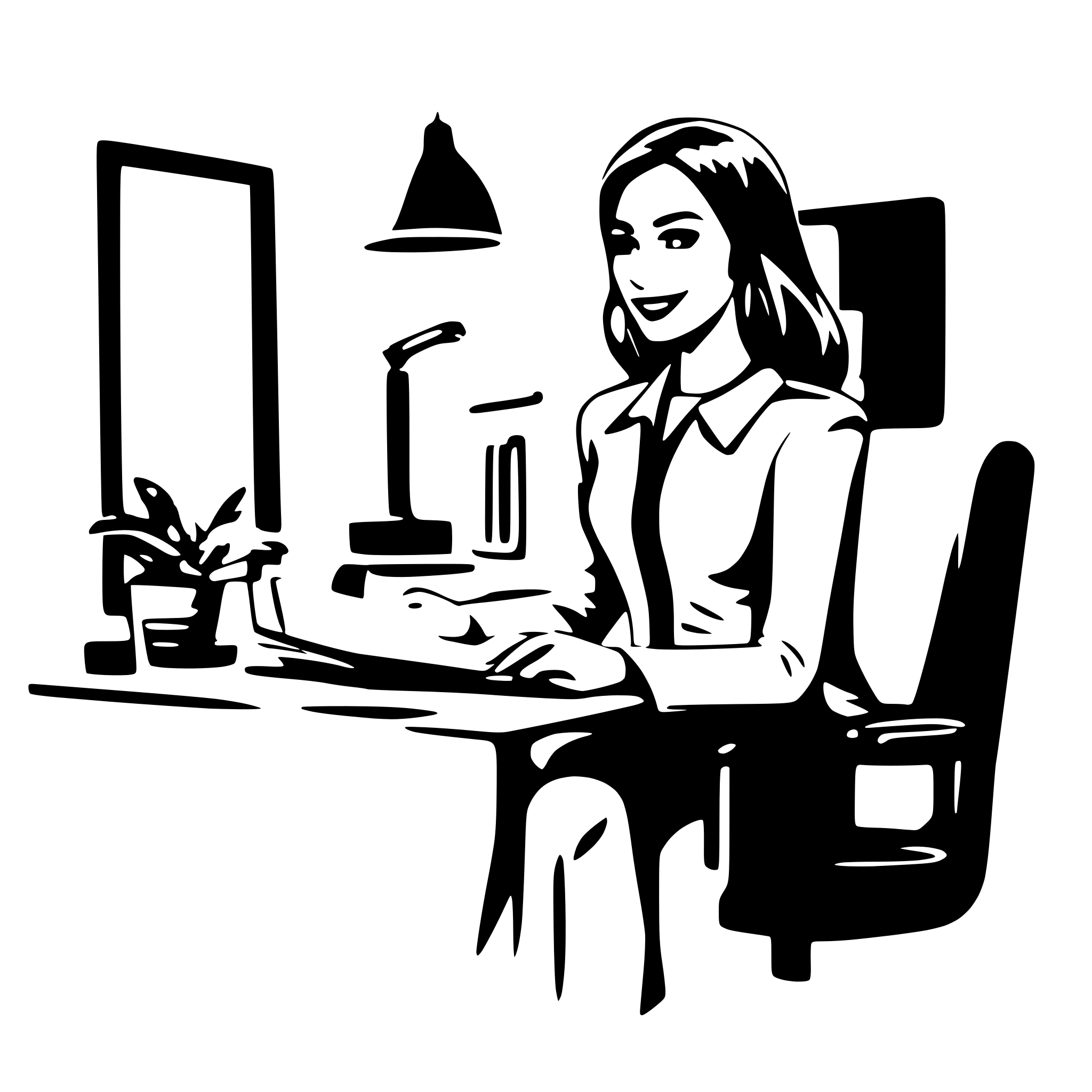 AI-generated SVG of a Profissional de marketing digital trabalhando em casa com a janela aberta