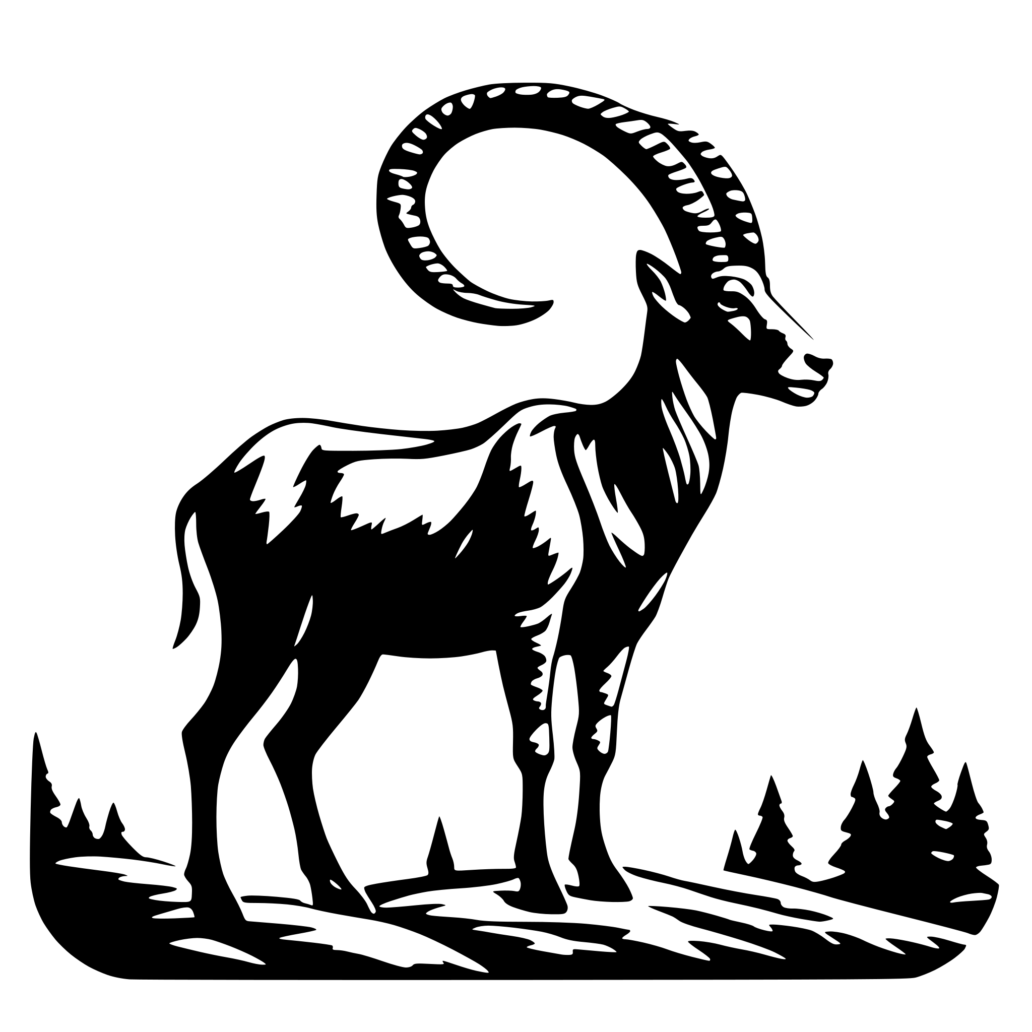 AI-generated SVG of 'pride ibex on the mountainside'